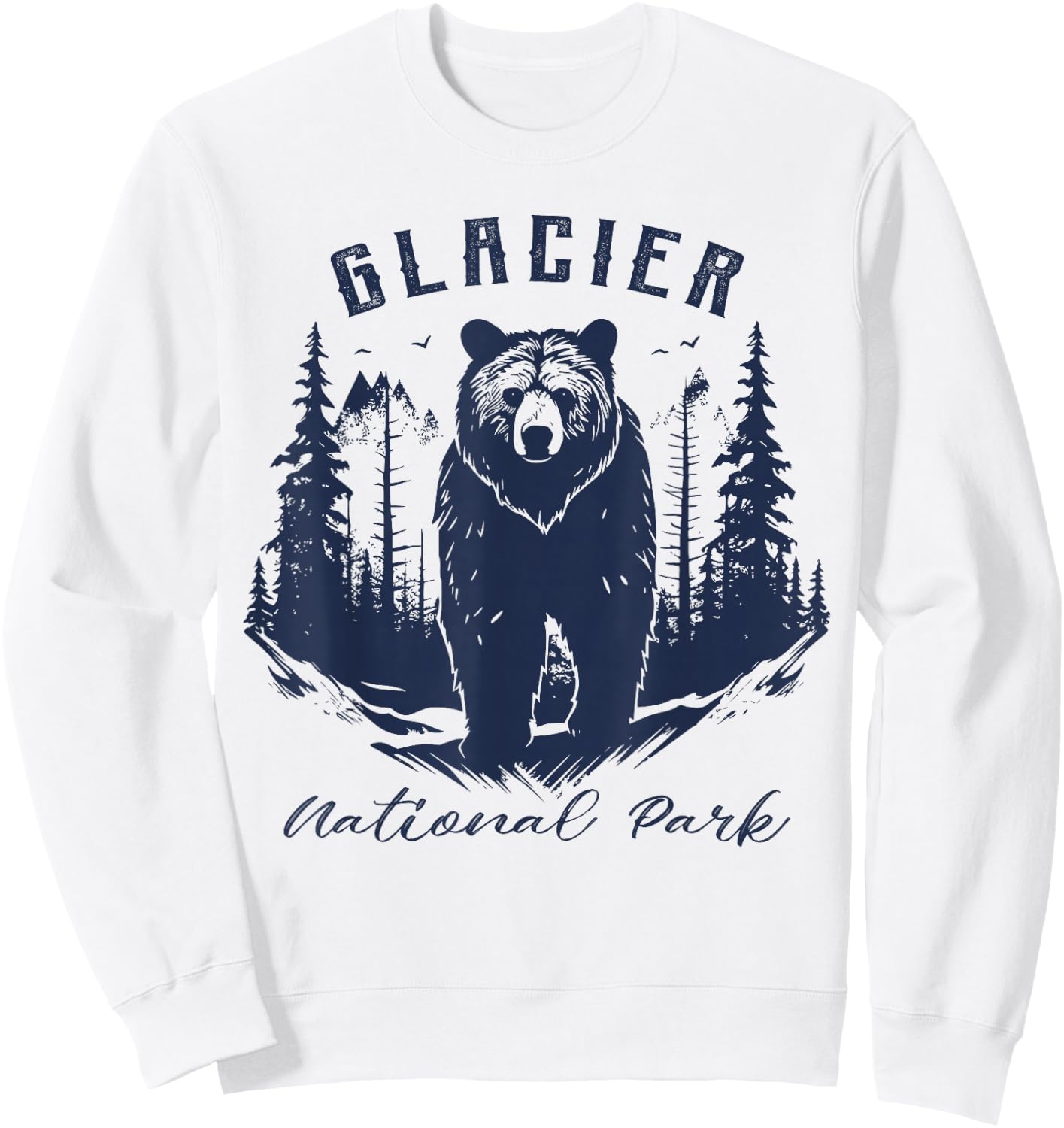 Retro Vintage Glacier National Park for kids Hiking Camping Sweatshirt - Sweatshirt | White