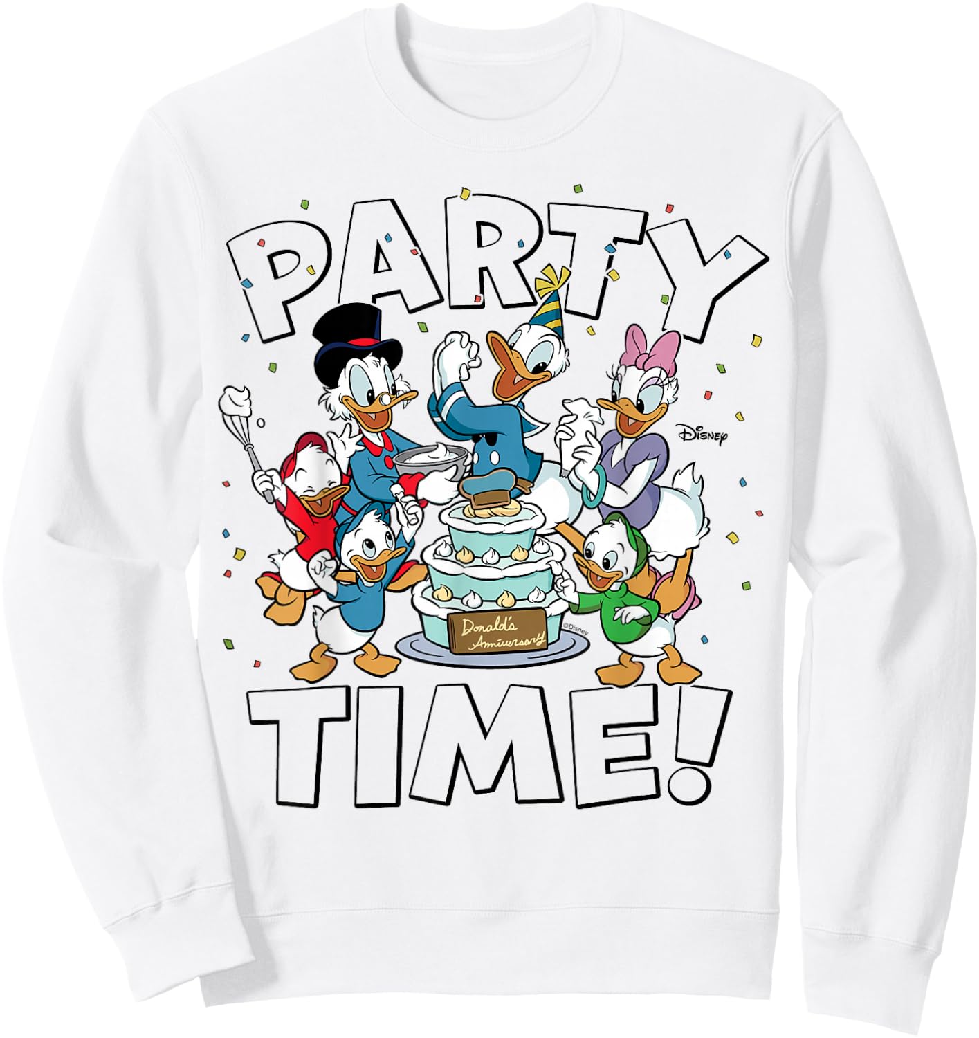 Donald Duck Scrooge McDuck Daisy Duck Huey Dewey Louie Party Sweatshirt - Sweatshirt | White