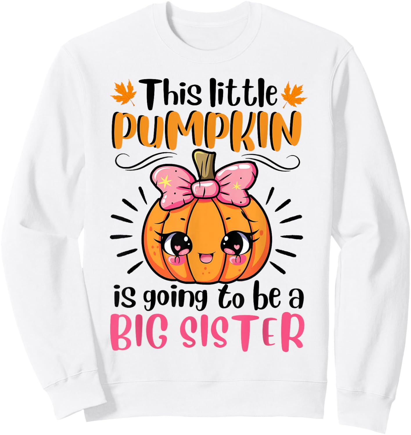 Kids Big Sister Pumpkin Halloween Pregnancy Announcement Sweatshirt - Sweatshirt | White