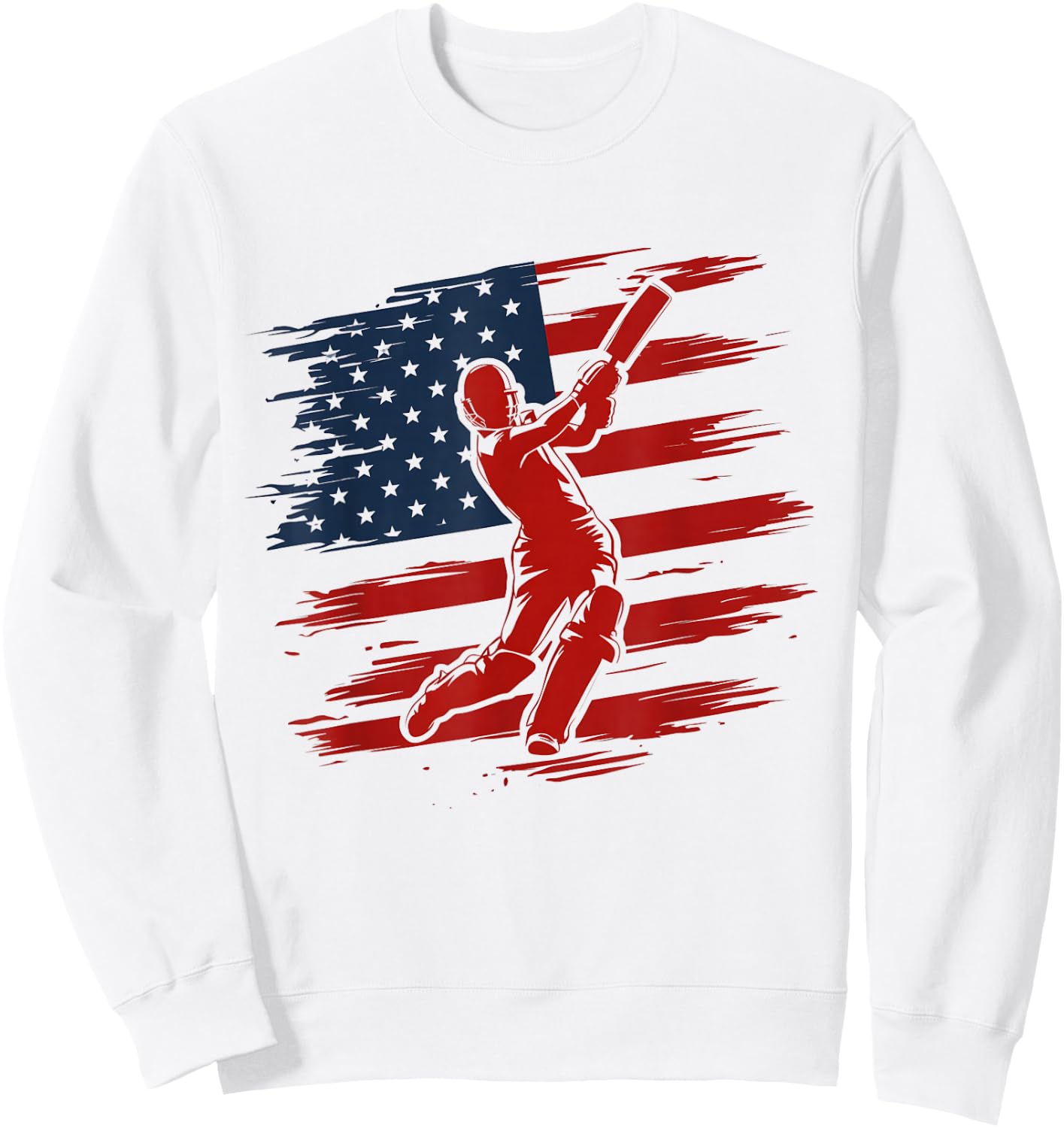 USA Cricket Jersey American Flag Cricket Player Art Sweatshirt - Sweatshirt | White