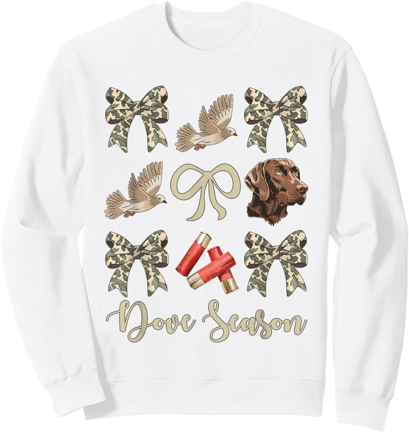 Camo Bow Coquette Dove Season Hunting Dove Hunter Hunt Girl Sweatshirt - Sweatshirt | White