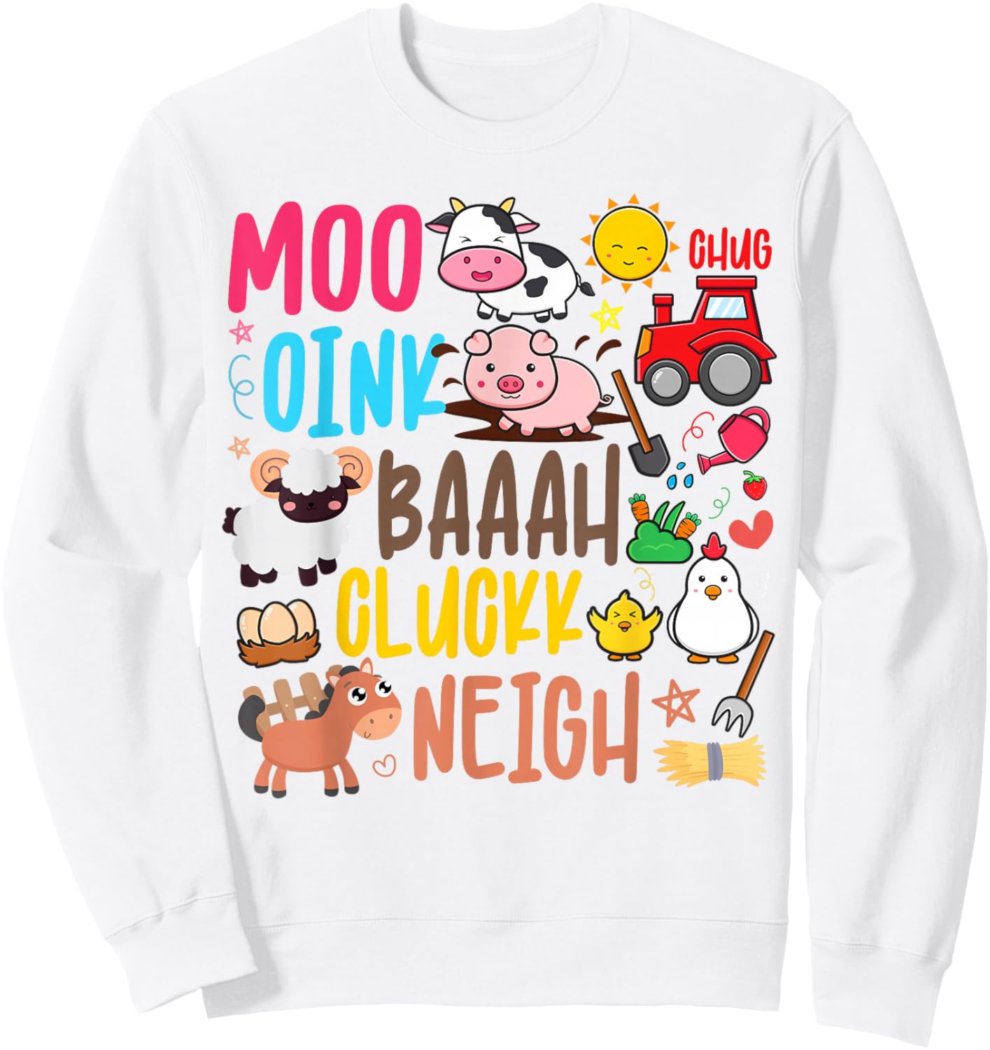 Farm Animals Sounds Oink Baa Neigh Cluck Moo Toddler Farmer Sweatshirt - Sweatshirt | White