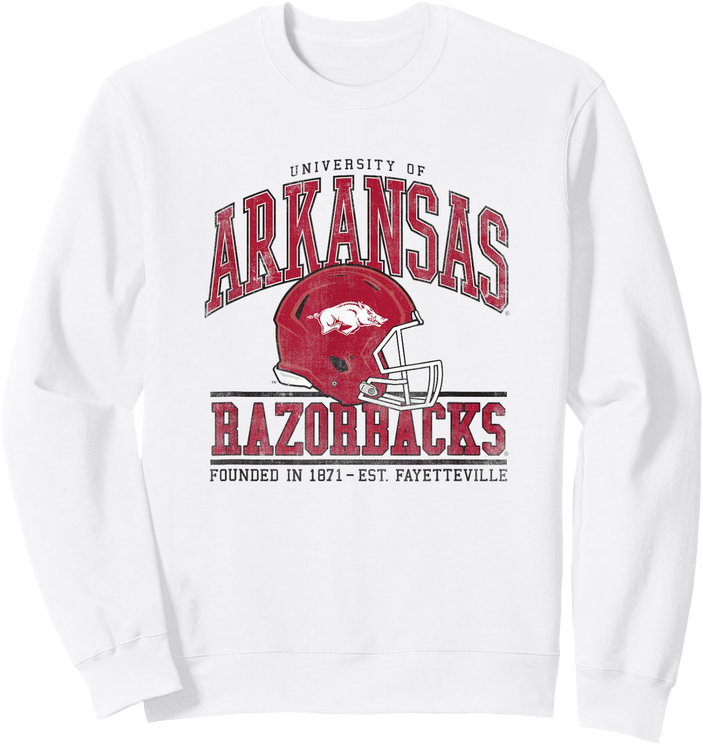 University of Arkansas Razorbacks Collegiate Football Helmet Sweatshirt - Sweatshirt | White