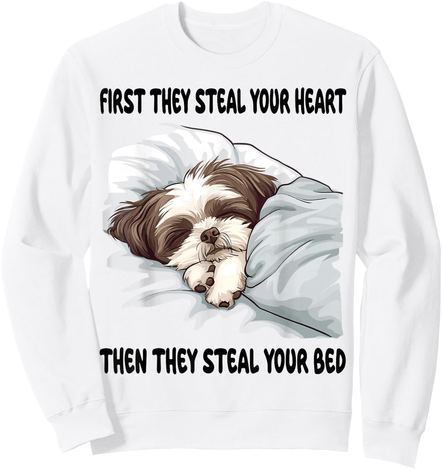 Shih Tzu Sleeping Pajamas Nightgown Sweatshirt - Sweatshirt | White
