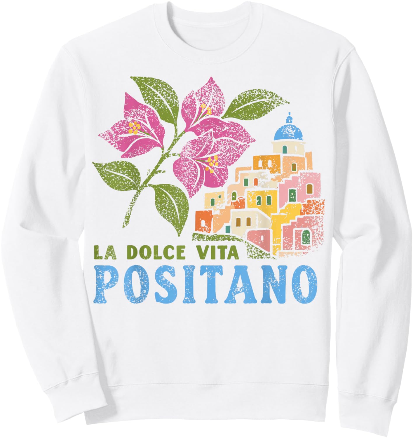 Positano Retro Vintage Italian Coast Travel Sweatshirt - Sweatshirt | White