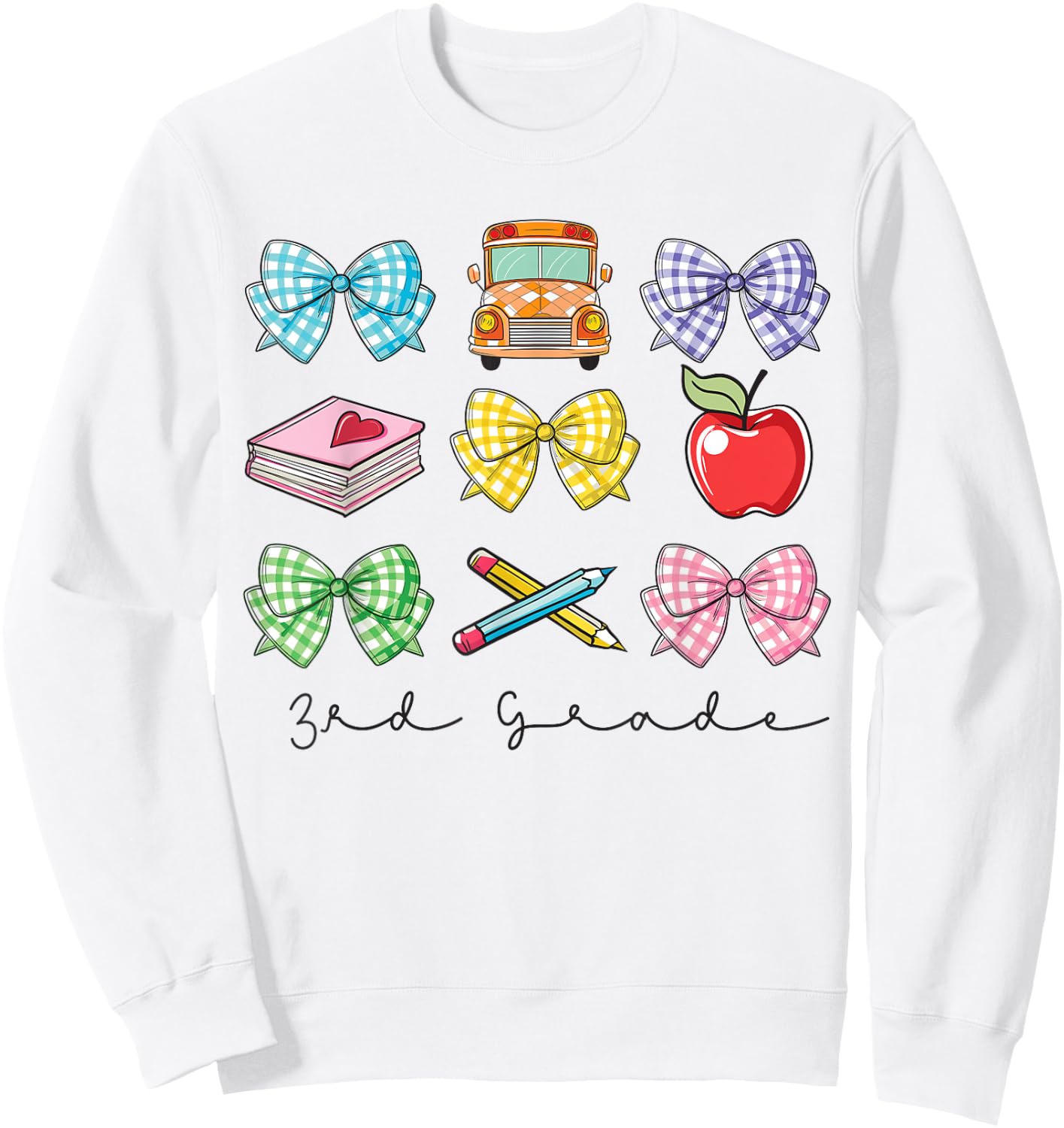 Girls Coquette Bow Back to School 3rd Third Grade Teacher Sweatshirt - Sweatshirt | White