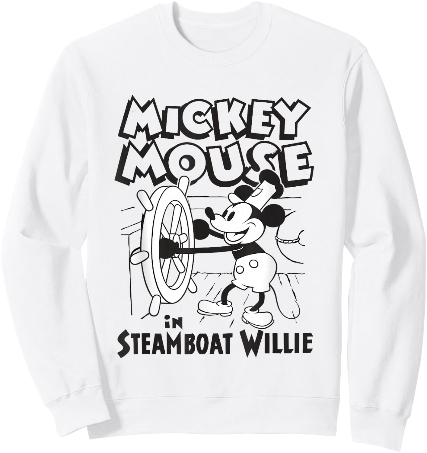 Disney Steamboat Willie Mickey Mouse Steering Boat Vintage Sweatshirt - Sweatshirt | White