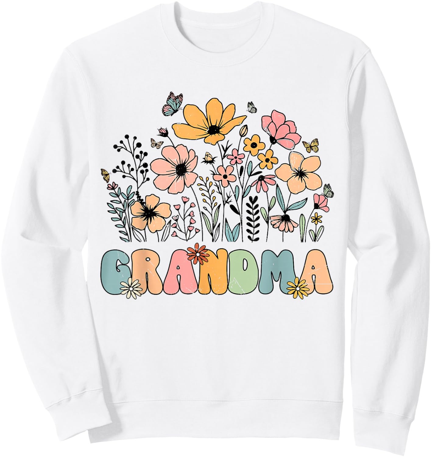 Wildflower Grandma Grandmother Announcement Mothers Day Sweatshirt - Sweatshirt | White