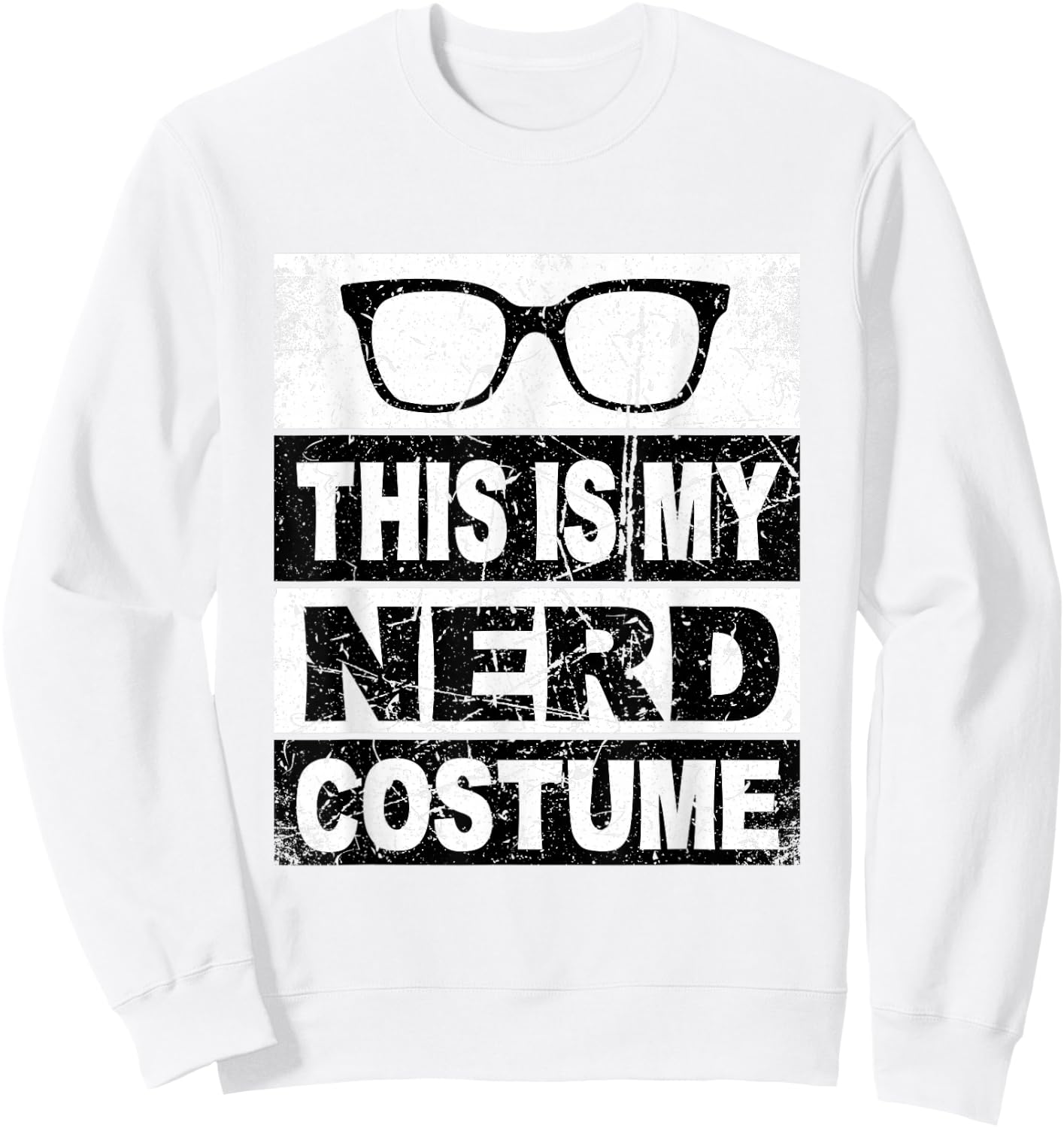 Retro Nerd Costume Kids Adult Men Boys Girl White Sweatshirt - Sweatshirt | White