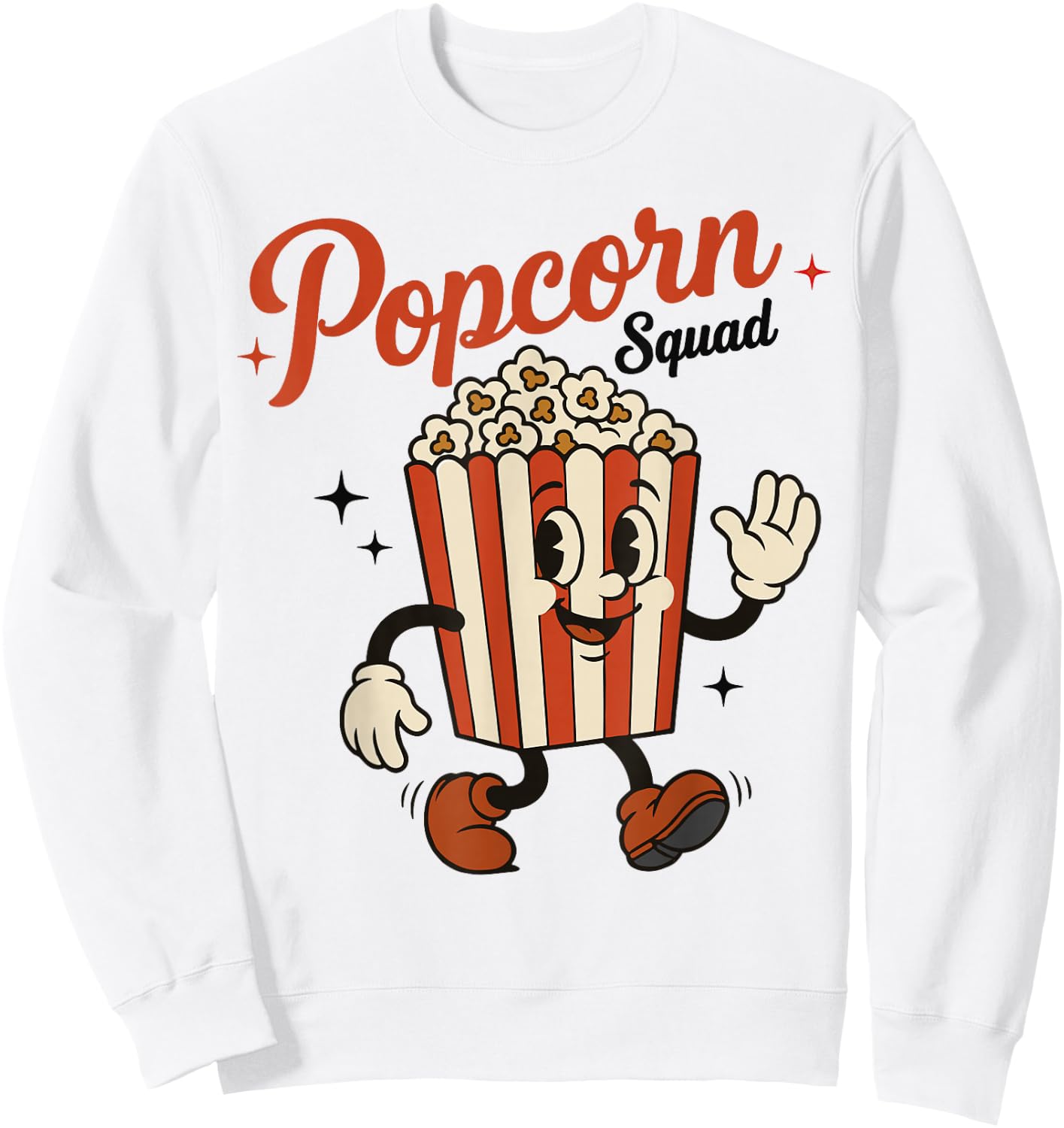 Popcorn Squad Cartoon Funny Cinema Movie Popcorn Sweatshirt - Sweatshirt | White