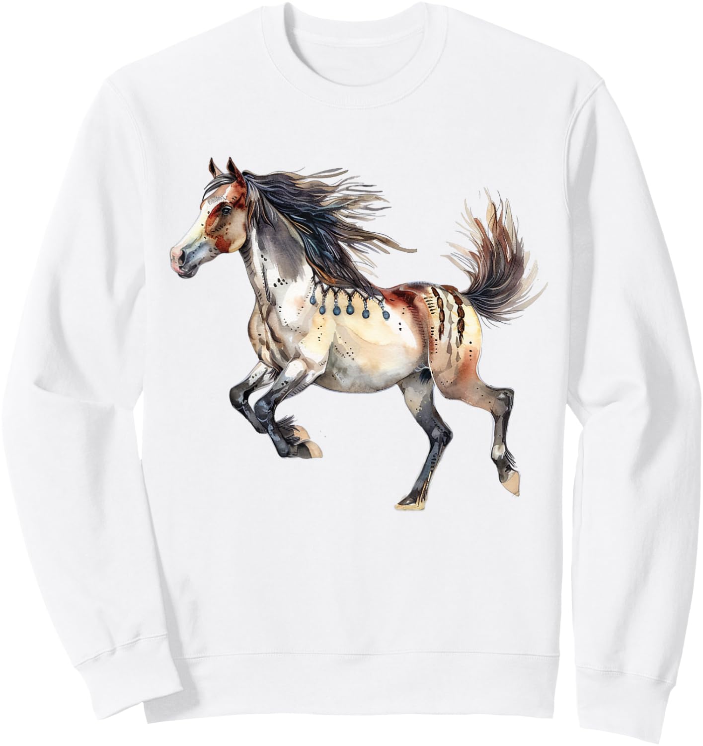 Native American Wild Horse Sweatshirt - Sweatshirt | White