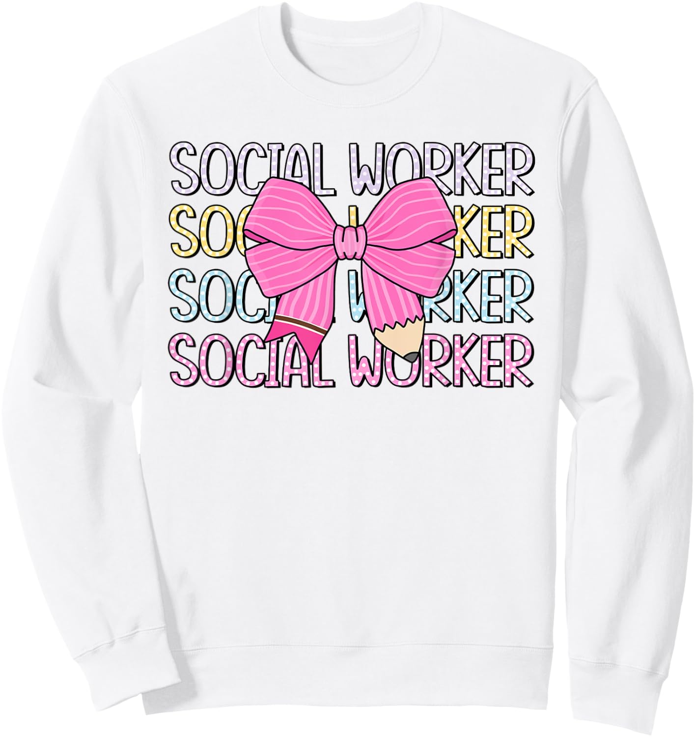 Retro Social Worker Coquette Bow Dalmatian Back To School Sweatshirt - Sweatshirt | White