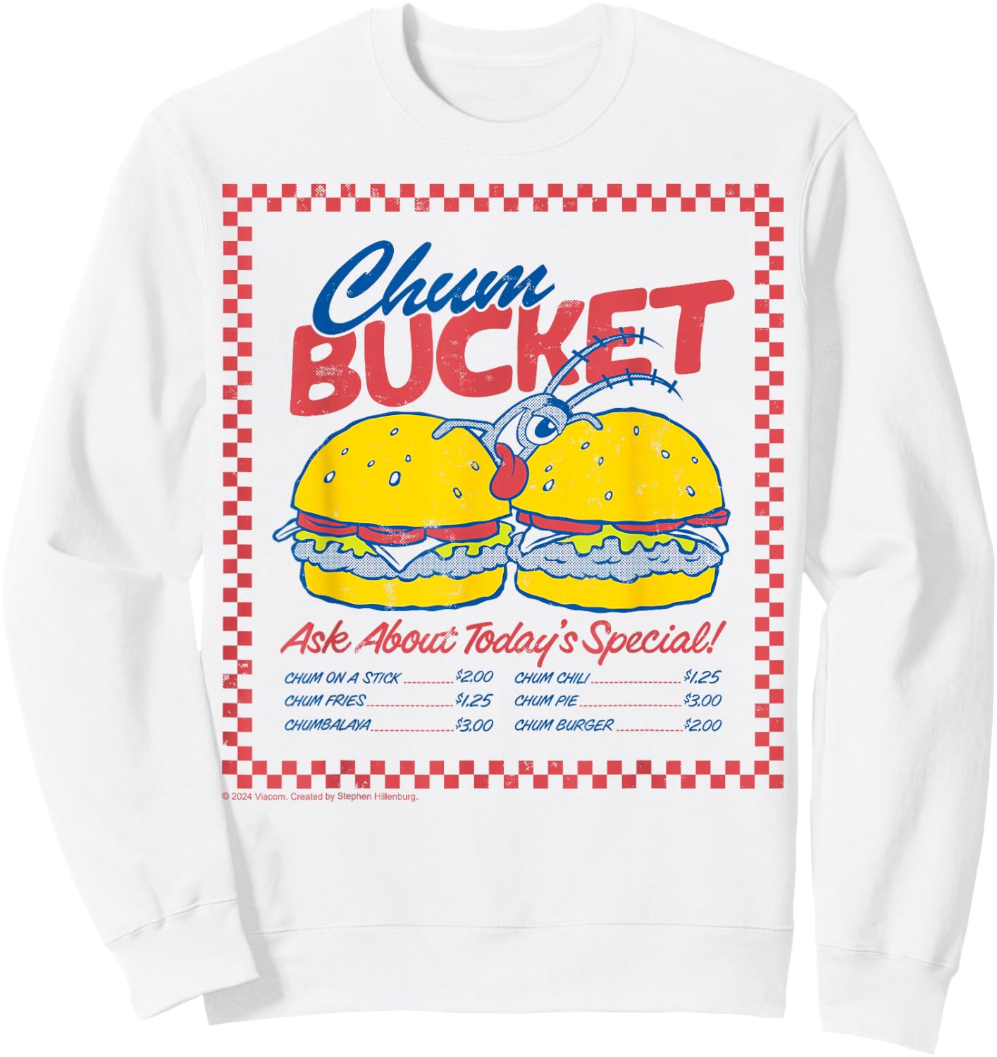 SpongeBob SquarePants - Plankton Chum Bucket Retro Menu Sweatshirt - Sweatshirt | White