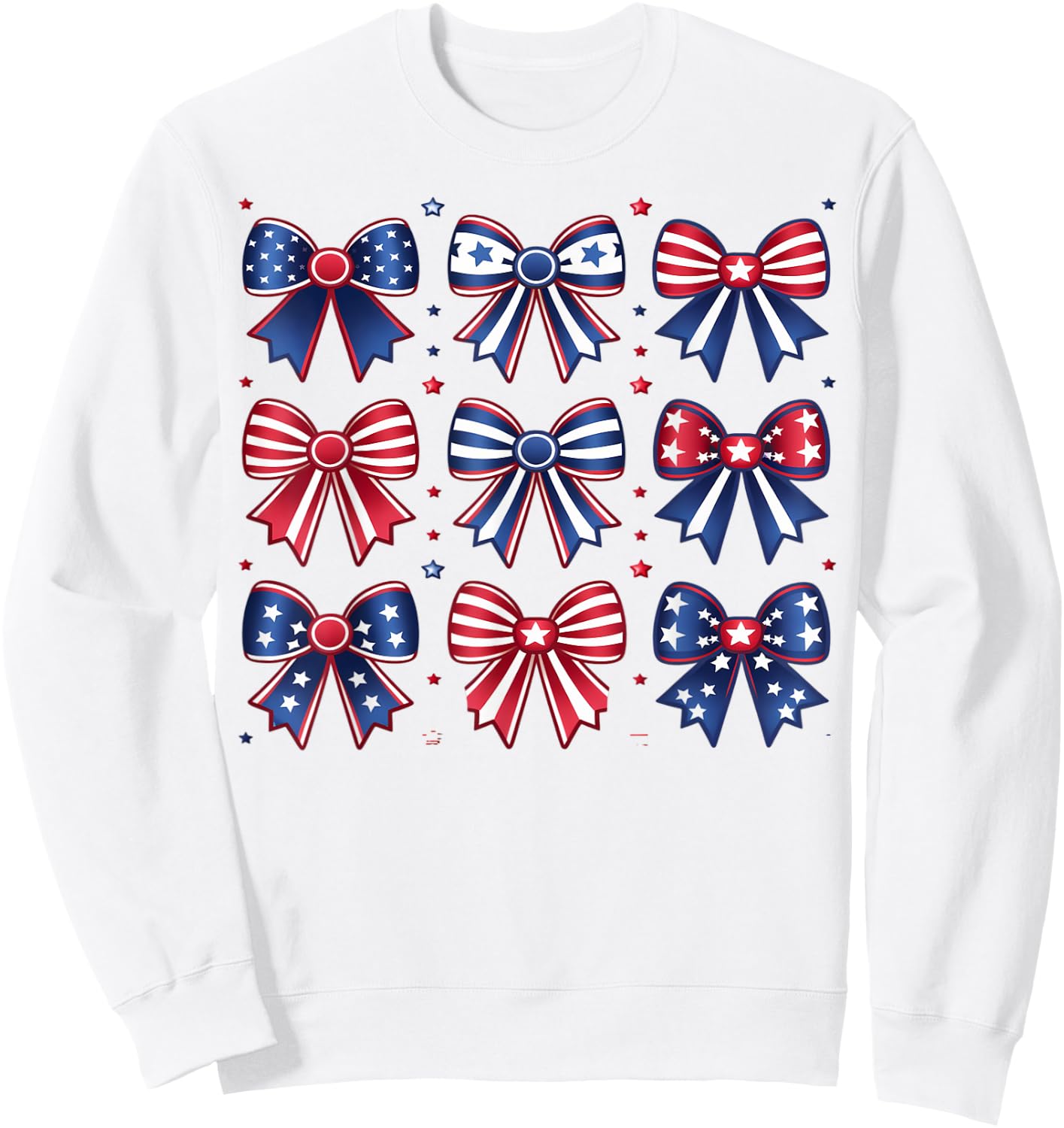 Coquette Bows 4th July Patriotic Women Girls Kids Coquette Sweatshirt - Sweatshirt | White