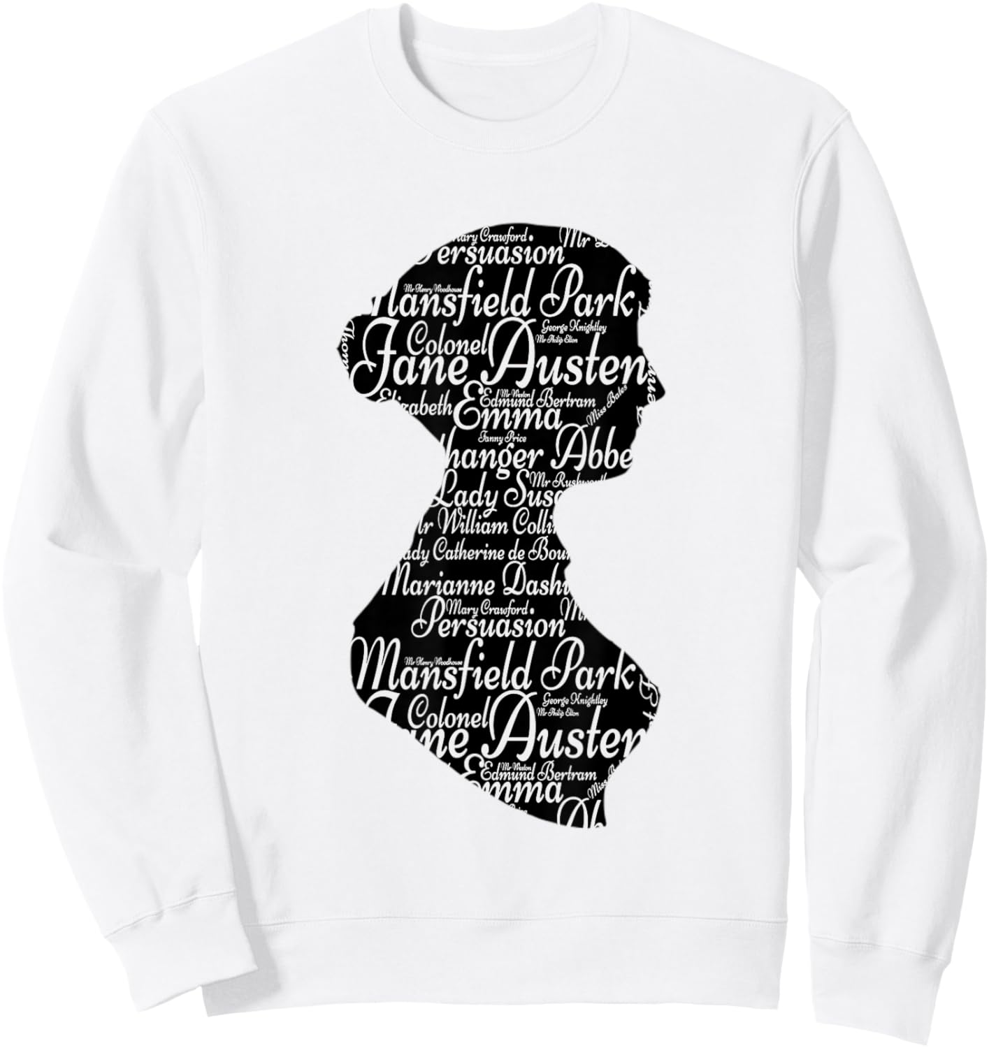 Jane Austen t shirt Mr Darcy t shirt silhouette portrait Sweatshirt - Sweatshirt | White