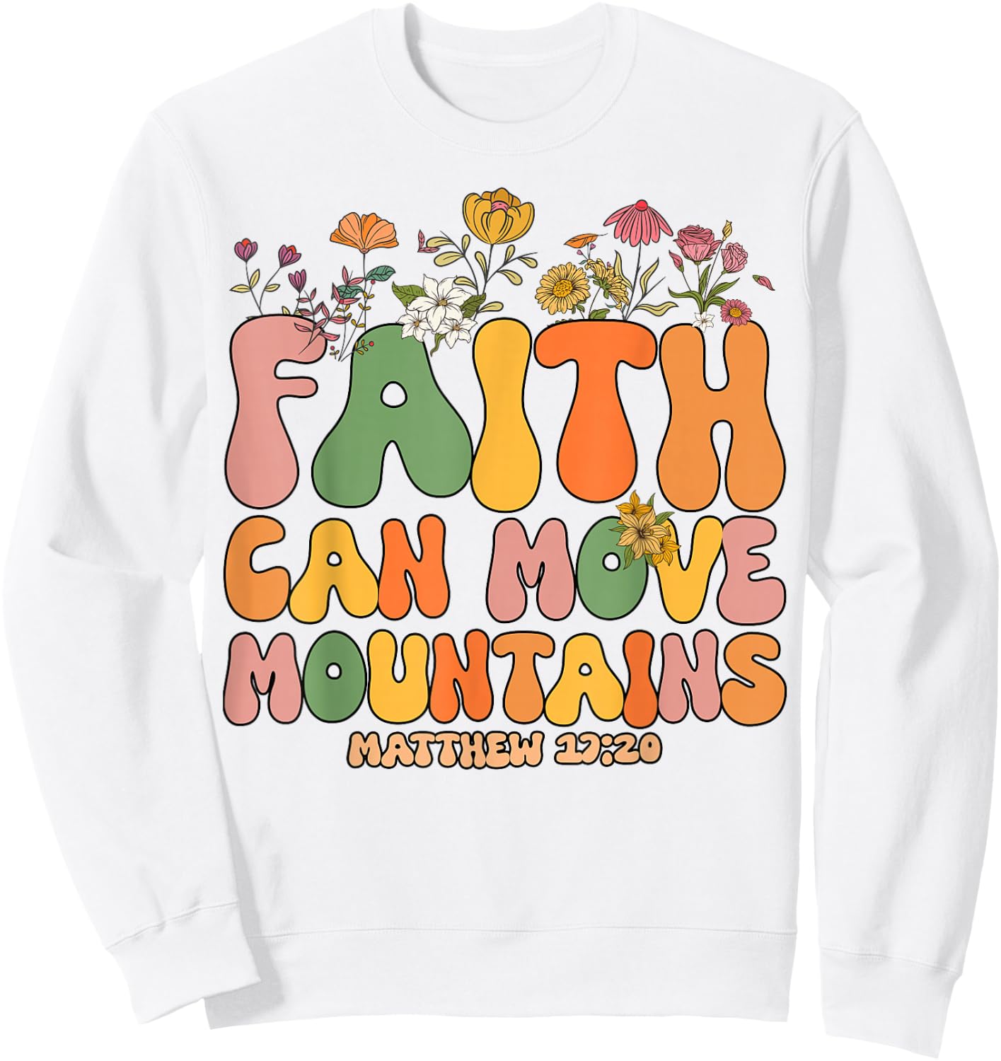 Toddler Faith Can Move Mountains Kids Girl Christian Jesus Sweatshirt - Sweatshirt | White