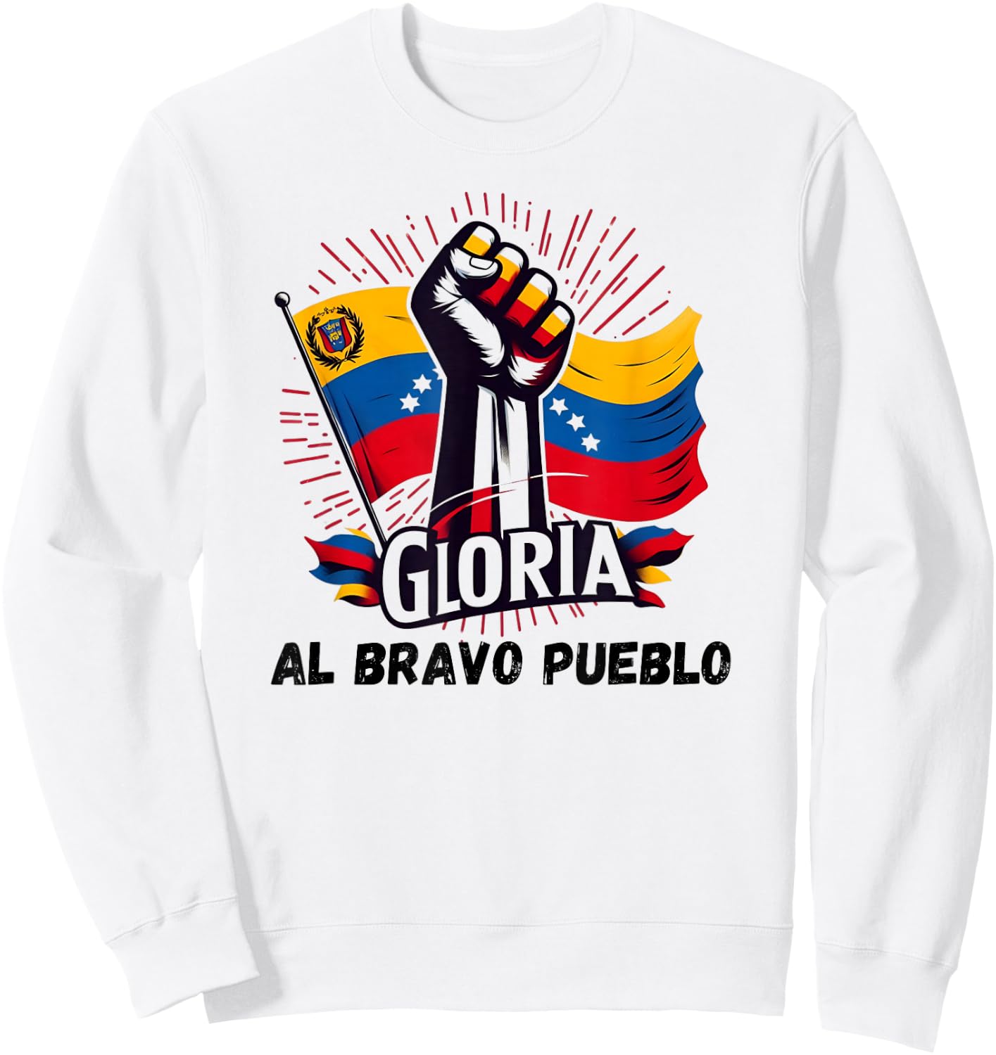 2025 Venezuela Gloria Al Bravo Venezuelan People Sweatshirt - Sweatshirt | White