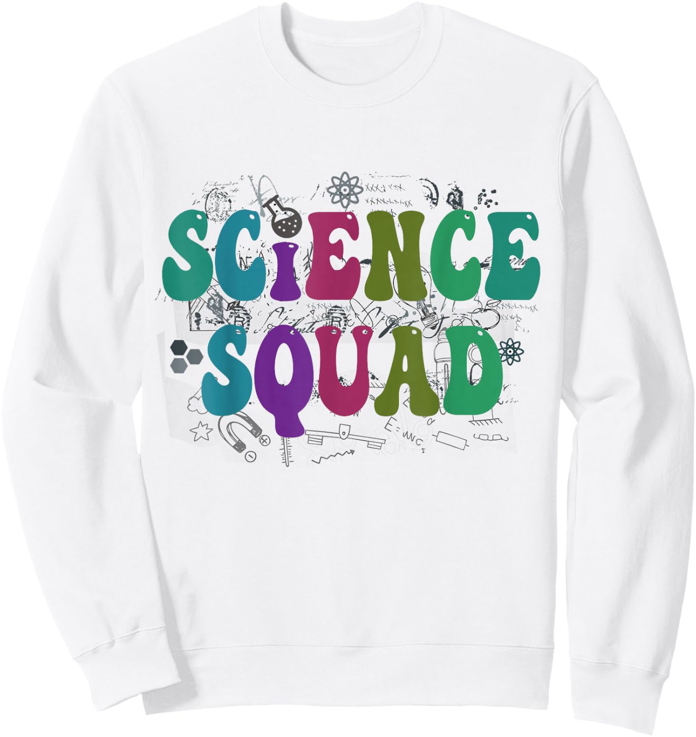 Retro SCIENCE SQUAD Groovy Technology Crew STEMinist Team Sweatshirt - Sweatshirt | White
