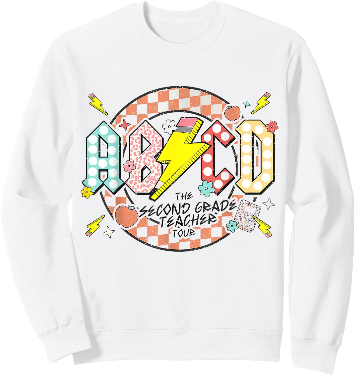 Second Grade Teacher Tour, ABCD 2nd Grade Rocks (Two Sides) Women Girls Kids Sweatshirt - Sweatshirt | White