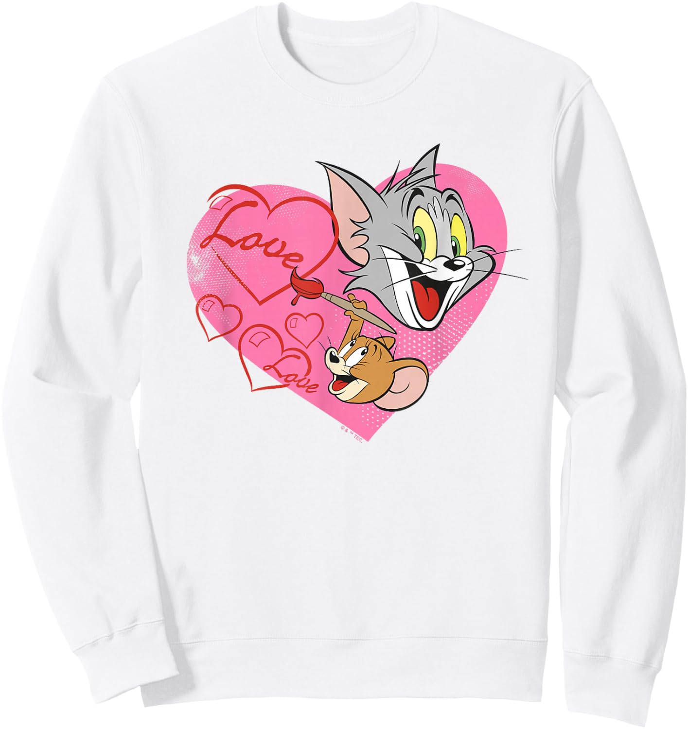 Tom and Jerry Valentine's Day Love Hearts Sweatshirt - Sweatshirt | White