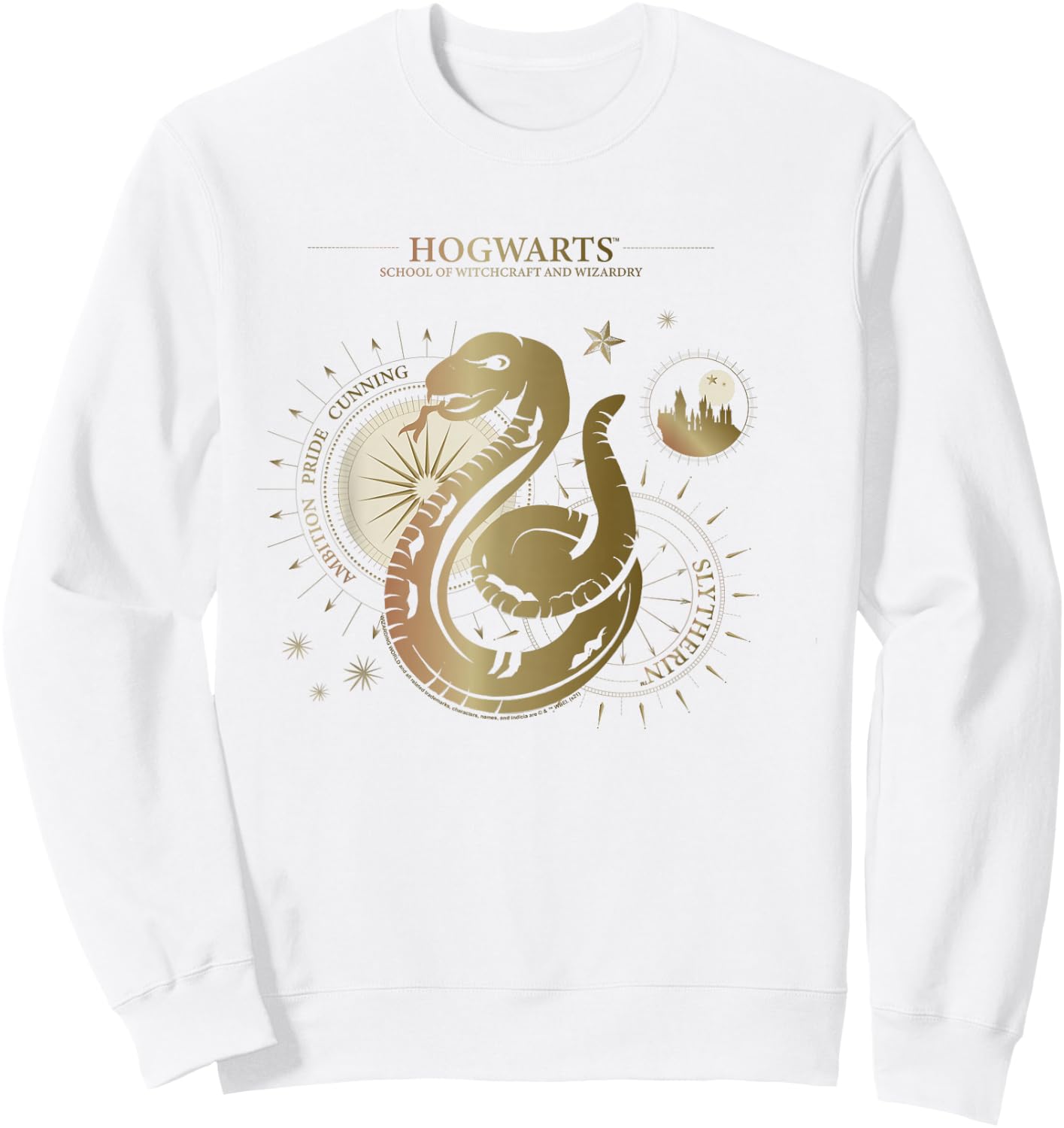 Harry Potter Ambition, Pride, Cunning, Slytherin Sweatshirt - Sweatshirt | White