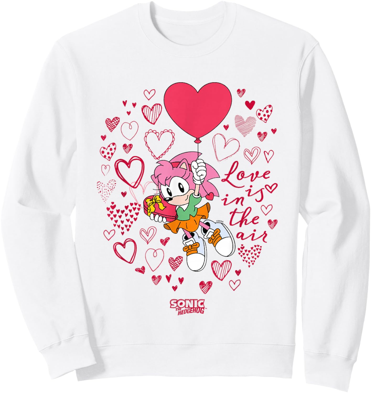 Sonic The Hedgehog Valentine's Day Love Is In The Air Logo Sweatshirt - Sweatshirt | White