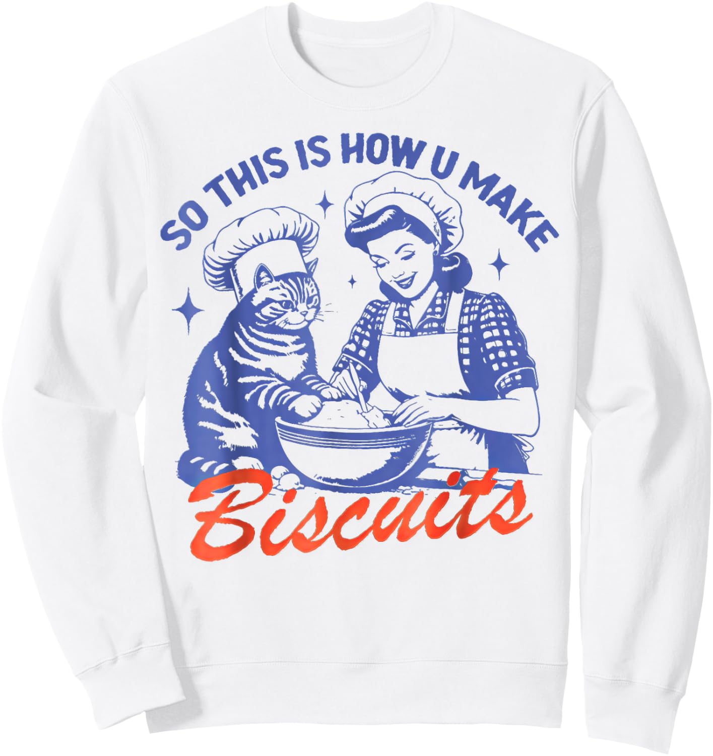 Retro Cat Biscuit So this is how u make biscuits Men Women Kids Sweatshirt - Sweatshirt | White