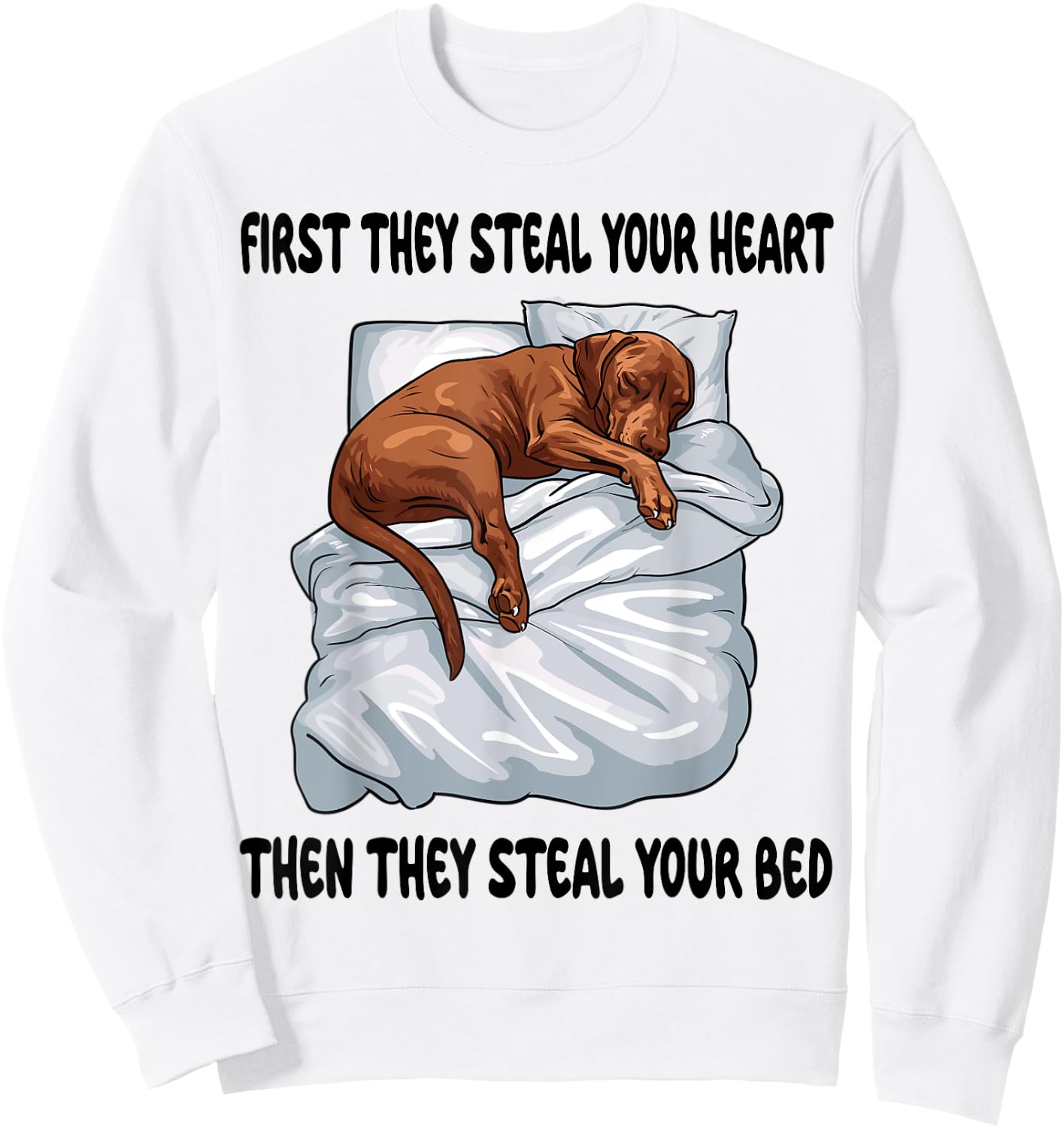 Vizsla Sleeping Pajamas Nightgown Sweatshirt - Sweatshirt | White