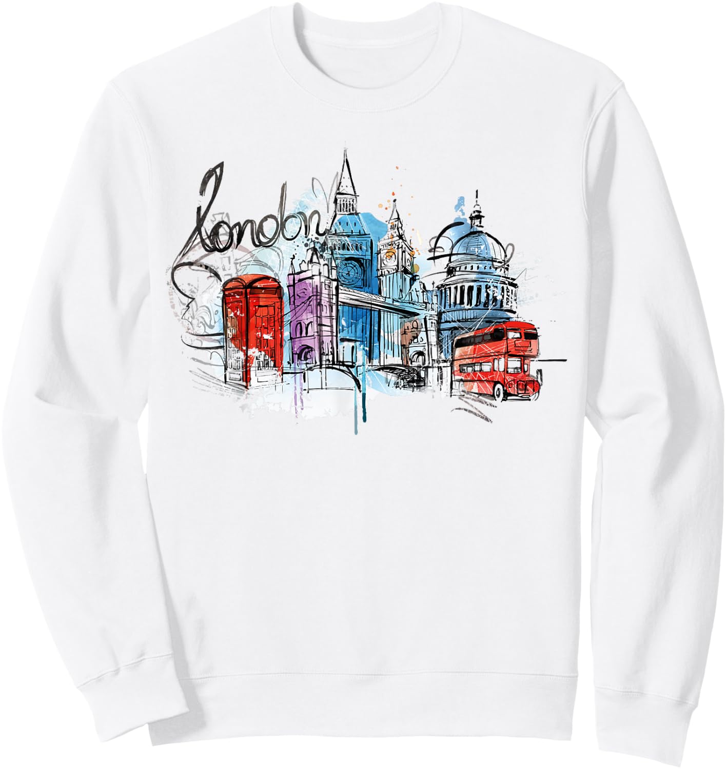 Cool Abstract London Splash Colors, London Graphic Design Sweatshirt - Sweatshirt | White
