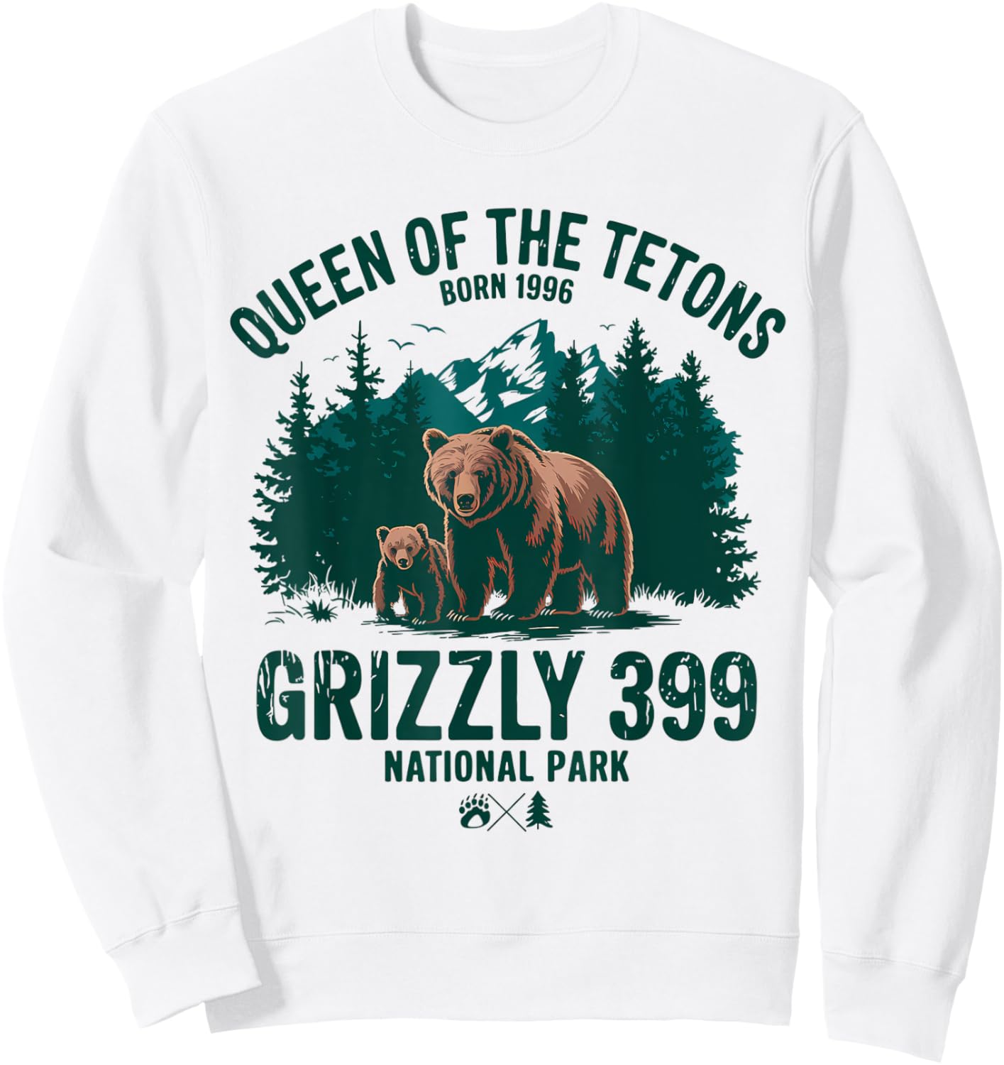Grizzly 399 Queen of the Tetons National Park Wildlife Sweatshirt - Sweatshirt | White