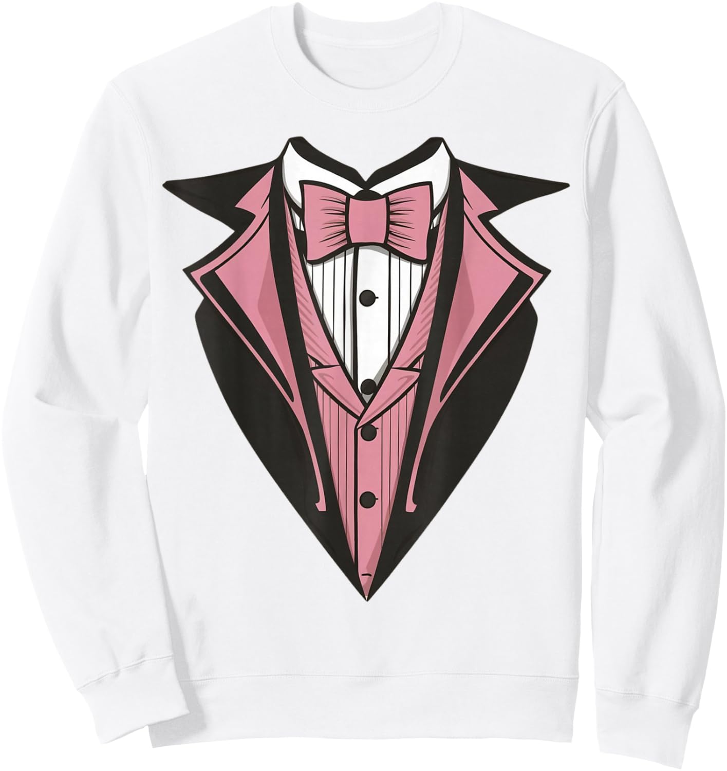 Funny Kids Adult Pink Bowtie Tuxedo Costume Sweatshirt - Sweatshirt | White