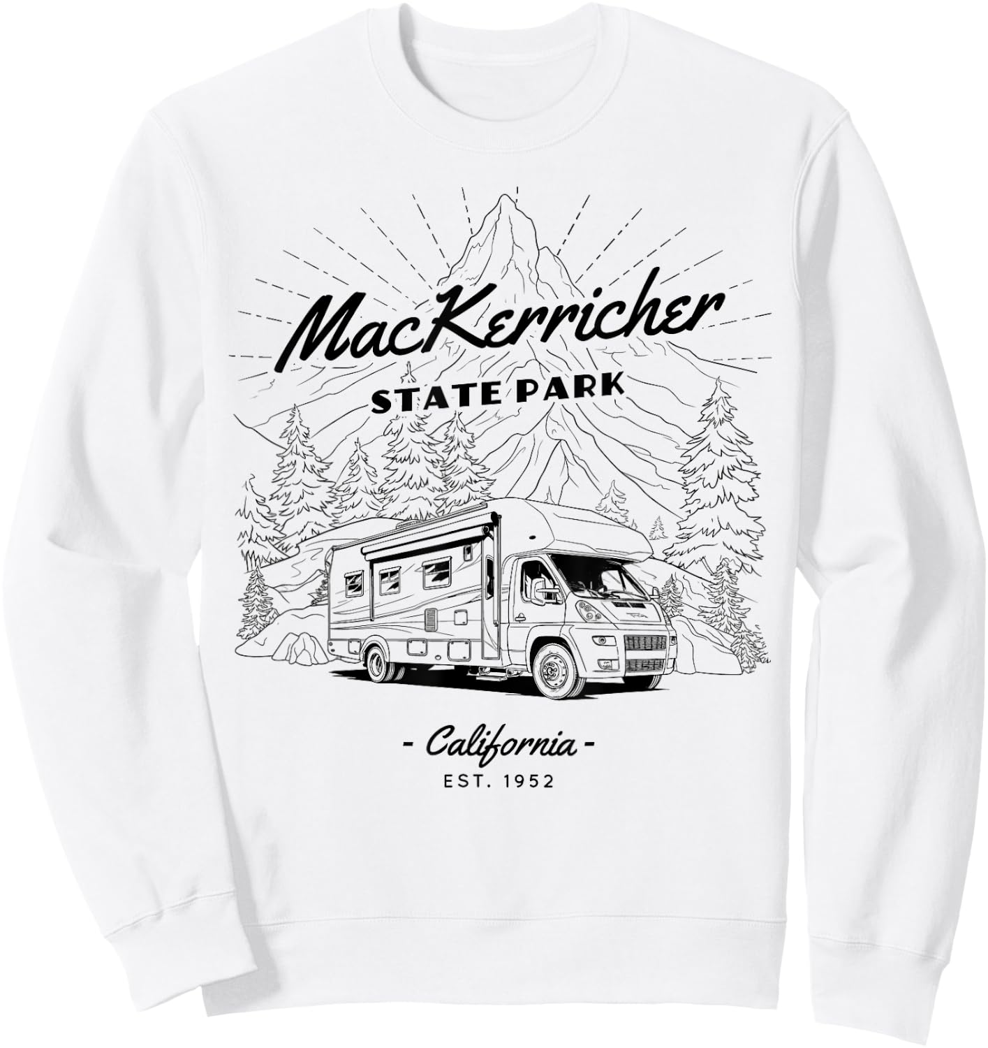 MacKerricher State Park Retro Vintage RV Motorhome Sweatshirt - Sweatshirt | White