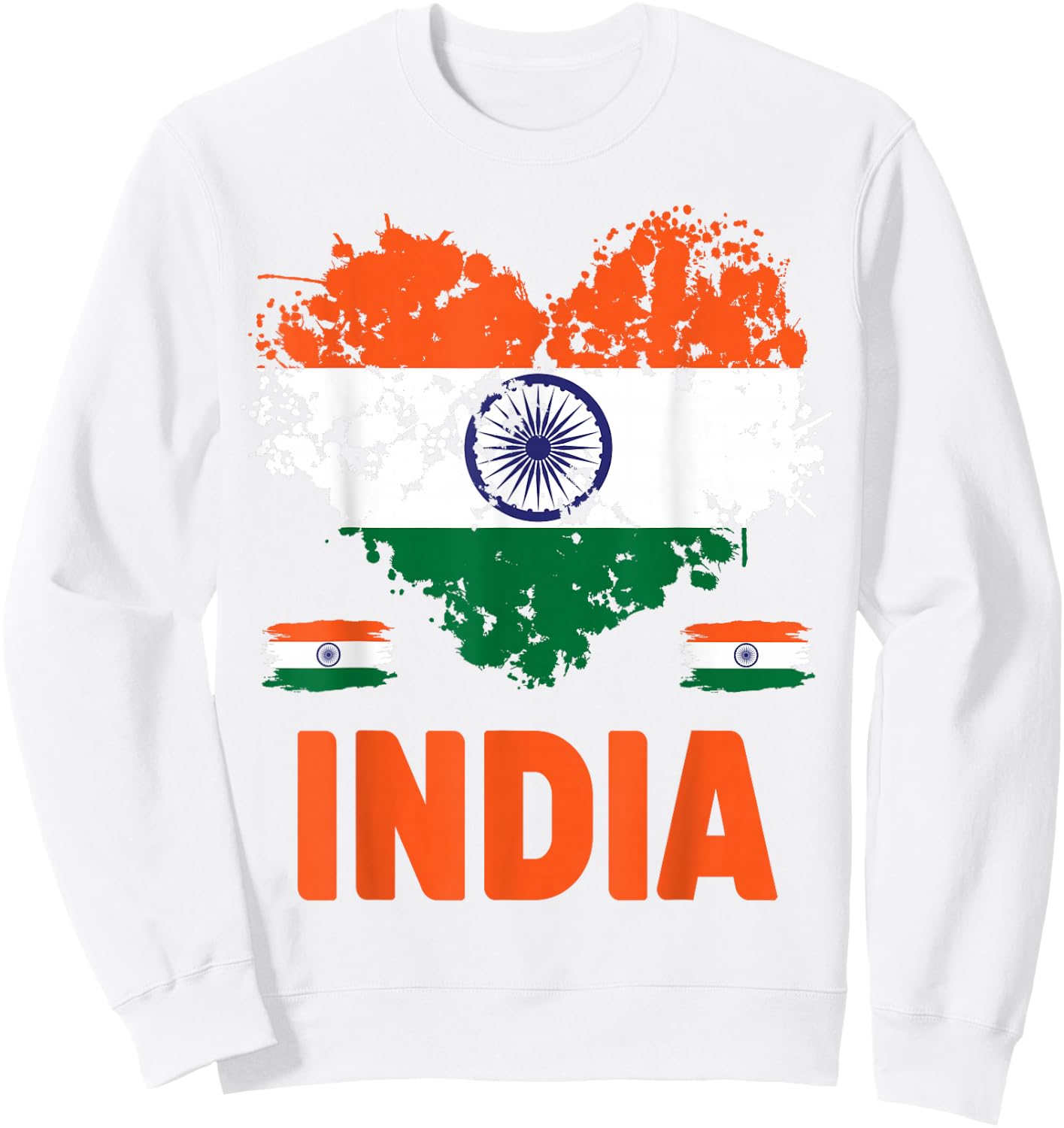 India Flag Outfit Idea For Kids & Novelty Indian Flag Heart Sweatshirt - Sweatshirt | White