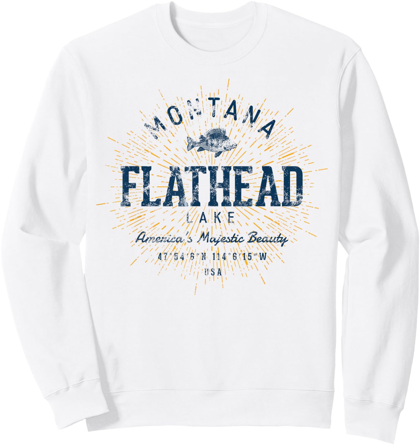 Vintage Flathead Lake Retro Sweatshirt - Sweatshirt | White