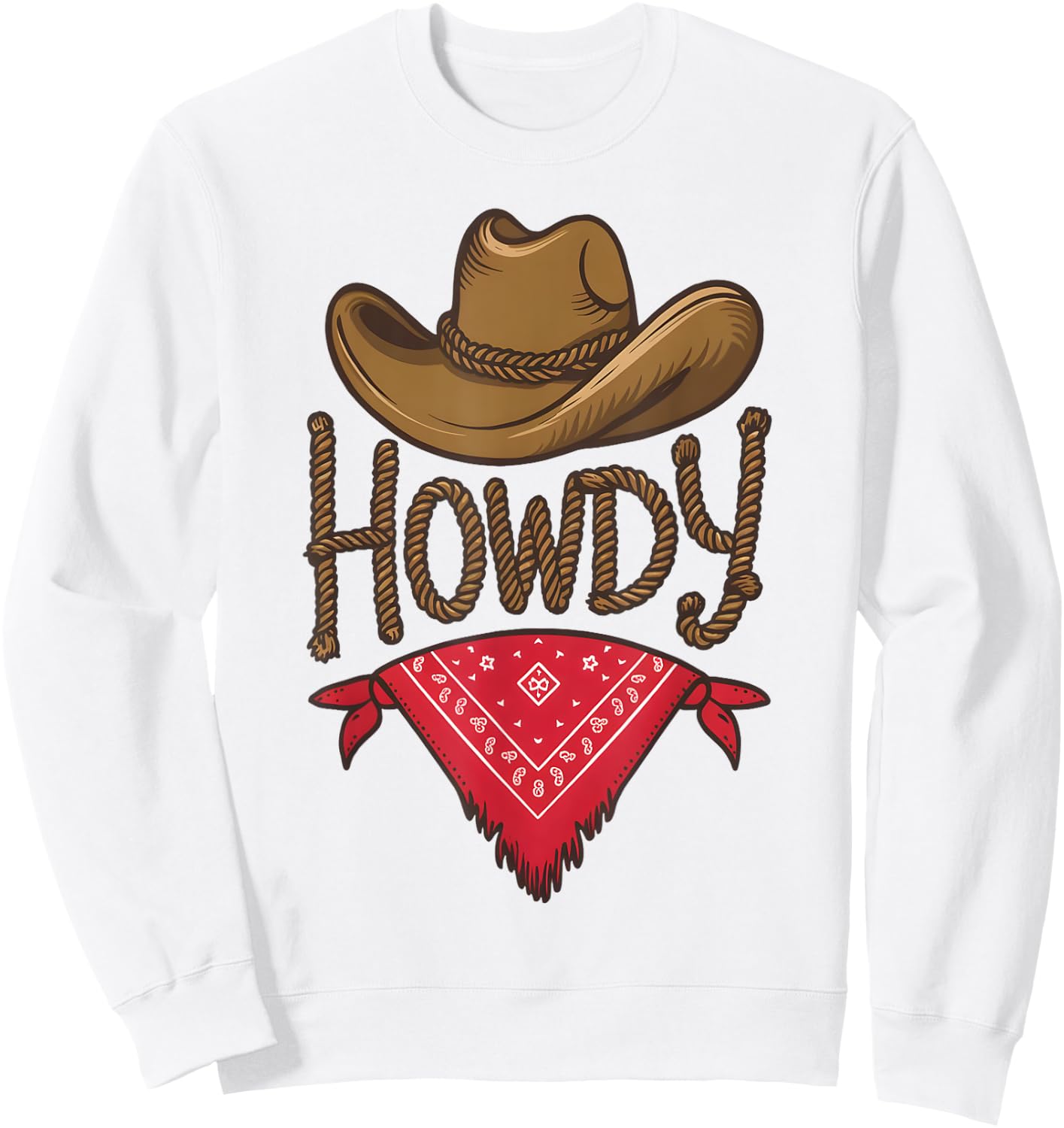 Cowboy Hat Cowgirl Country Chic Rodeo Rustic Western Howdy Sweatshirt - Sweatshirt | White