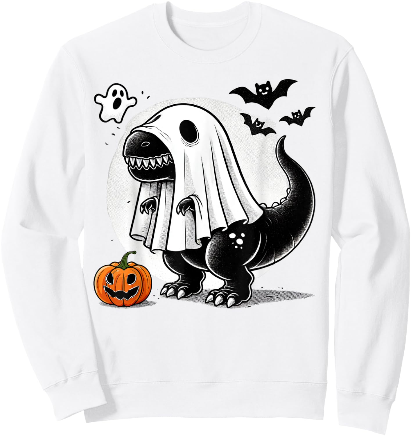 Funny T-Rex Ghost Dinosaur Halloween Costume Tyrannosaurus Sweatshirt - Sweatshirt | White