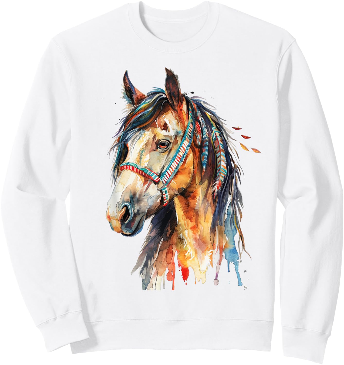 Native American Wild Horse Sweatshirt - Sweatshirt | White