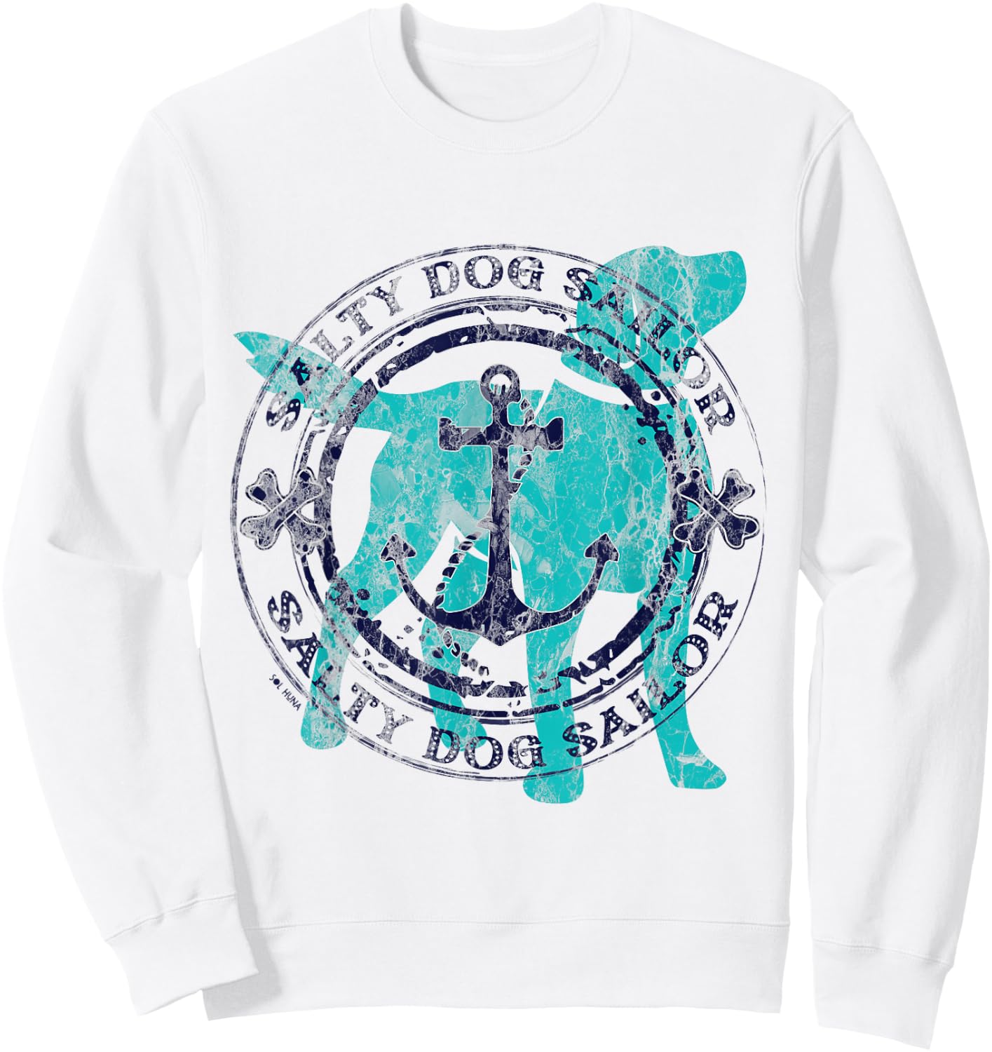 Salty Dog Sailor - Nautical Anchor with Bones and Dog Sweatshirt - Sweatshirt | White