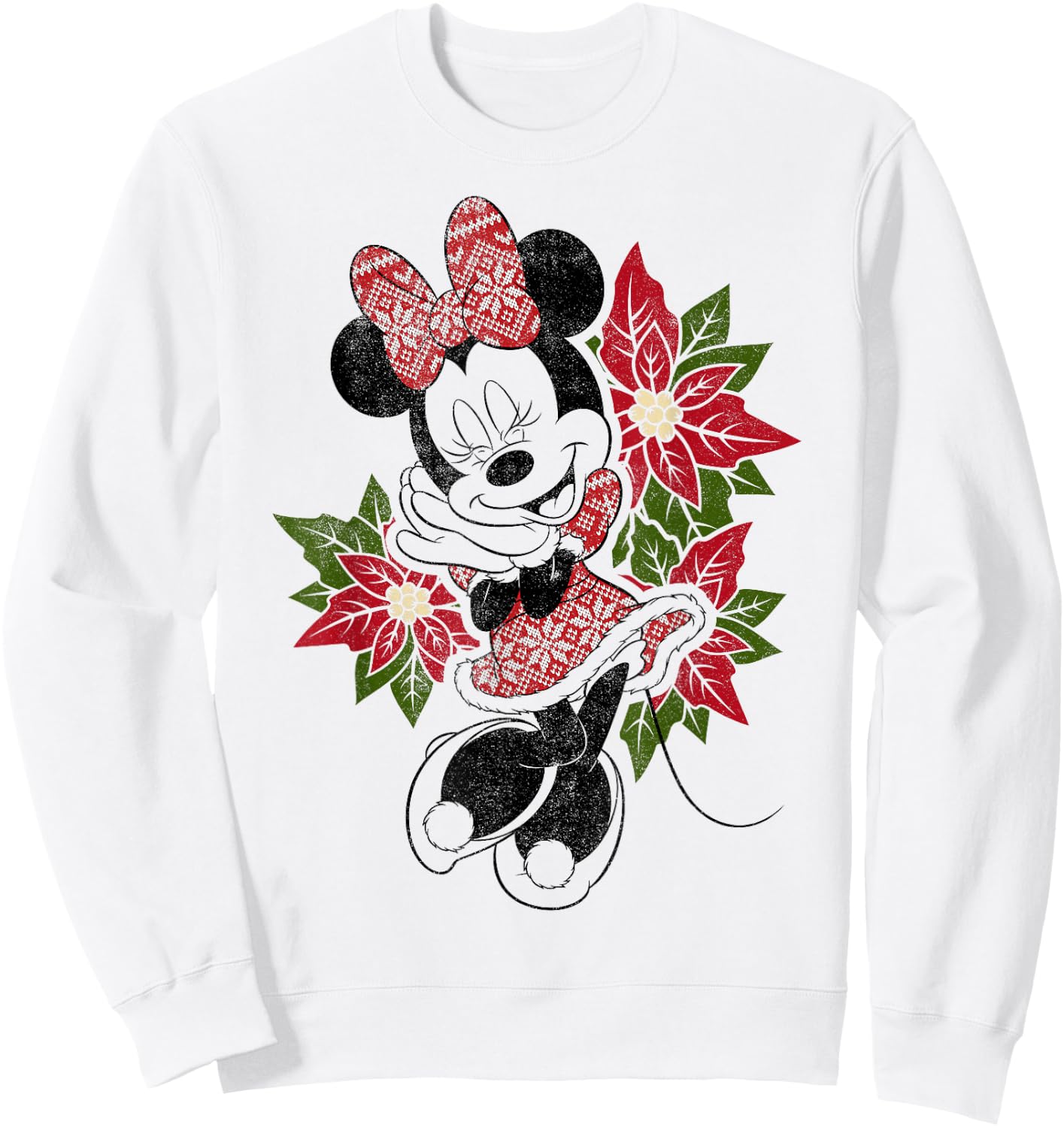 Disney Minnie Mouse Holiday Floral Christmas Portrait Sweatshirt - Sweatshirt | White