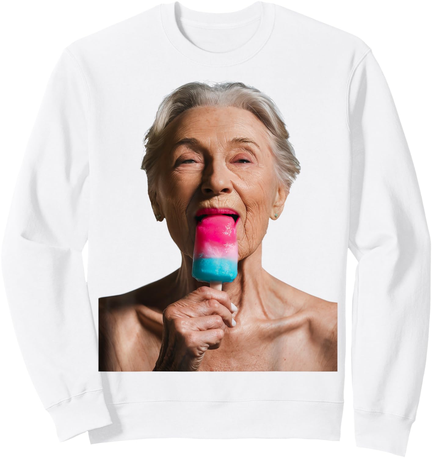 Grandma Licks Ice Cream Women Sweatshirt - Sweatshirt | White