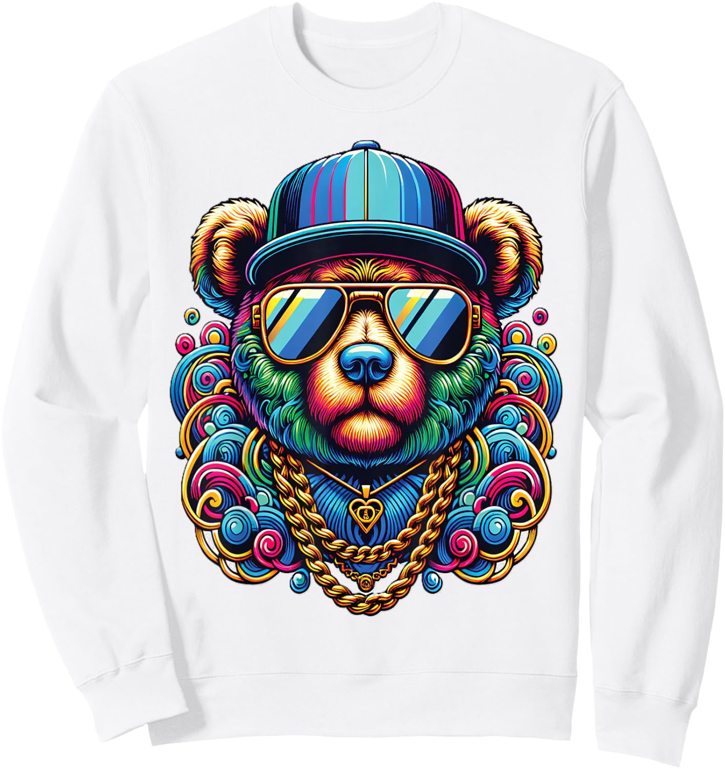Gangsta Teddy Bear Sweatshirt - Sweatshirt | White
