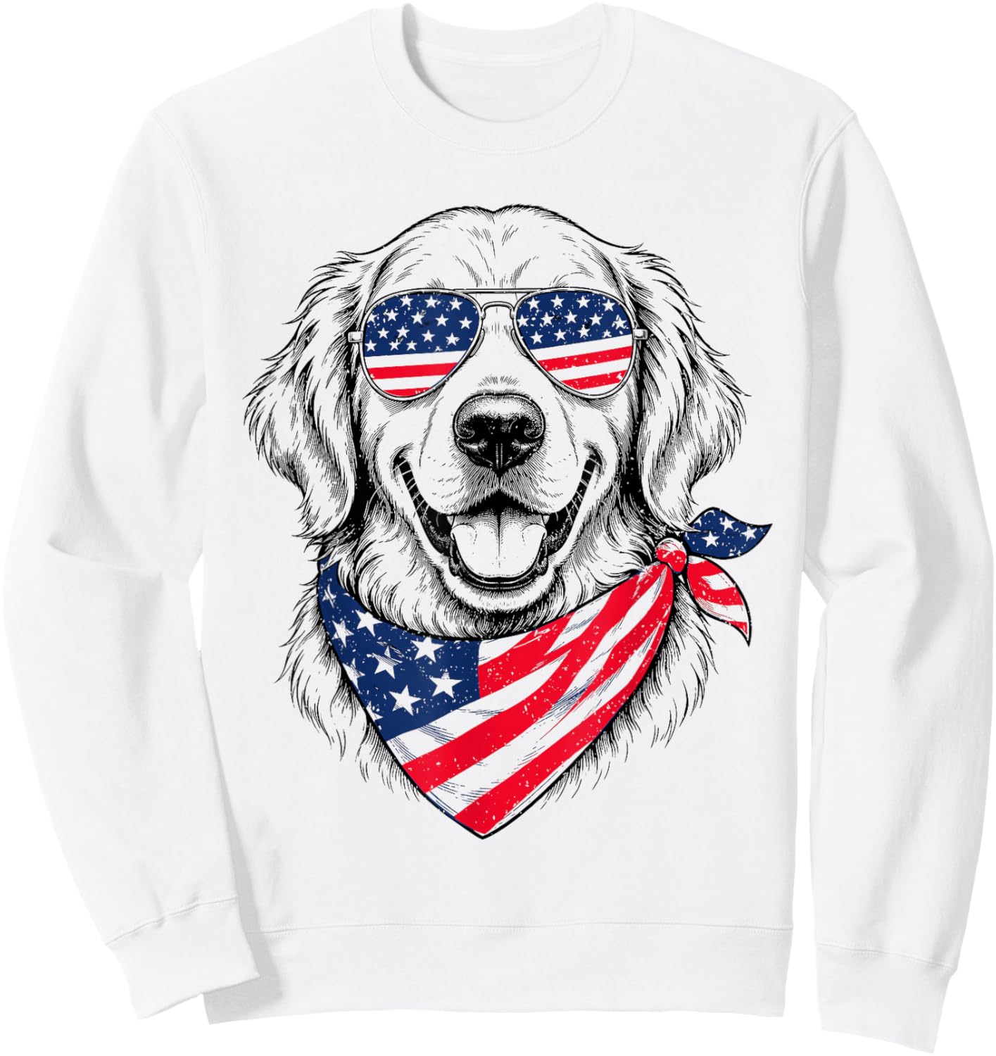 4th of July Golden Retriever Dog Patriotic American Women Sweatshirt - Sweatshirt | White