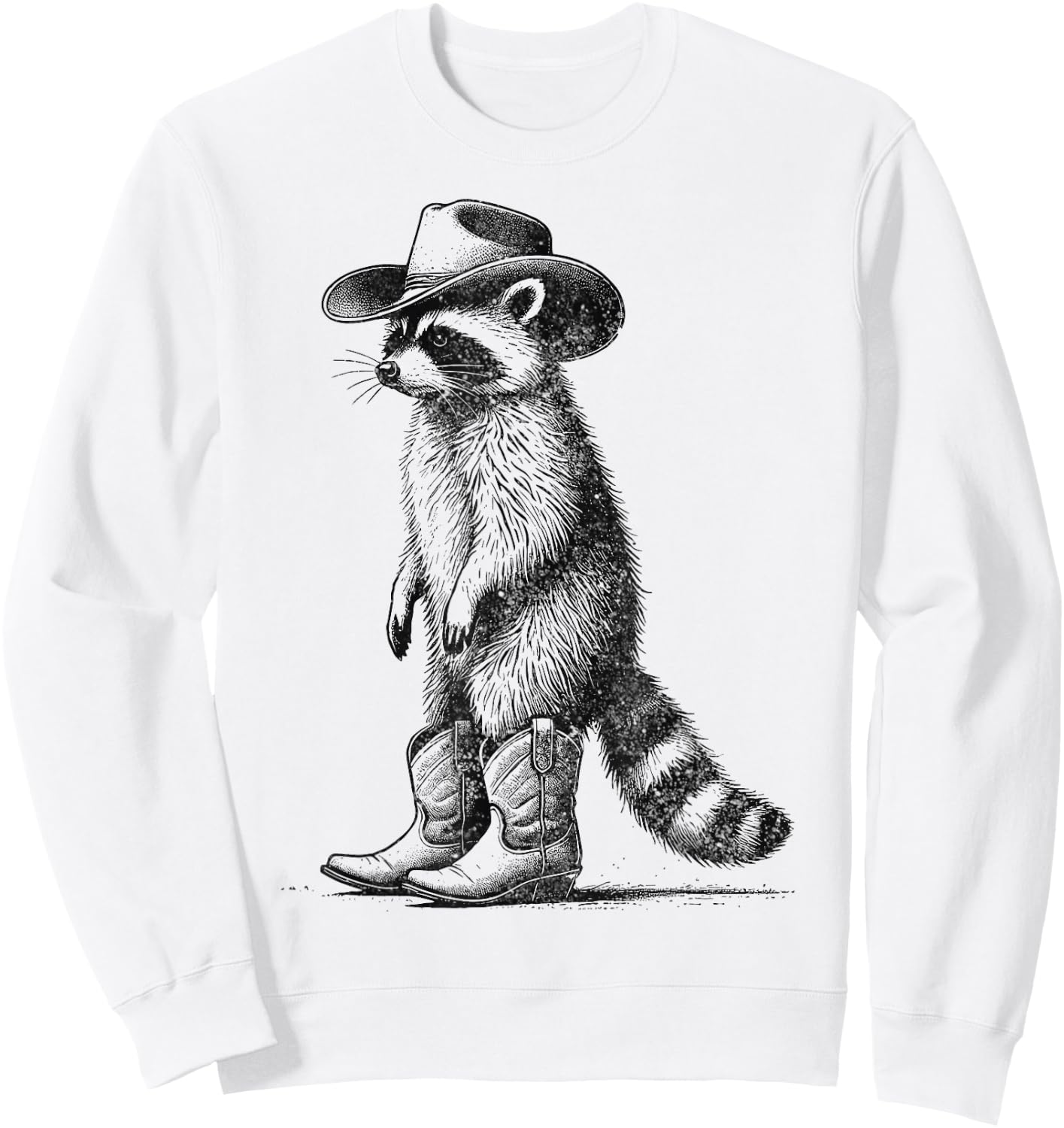 Vintage Raccoon Cowboy Cowgirl Western Country Sweatshirt - Sweatshirt | White