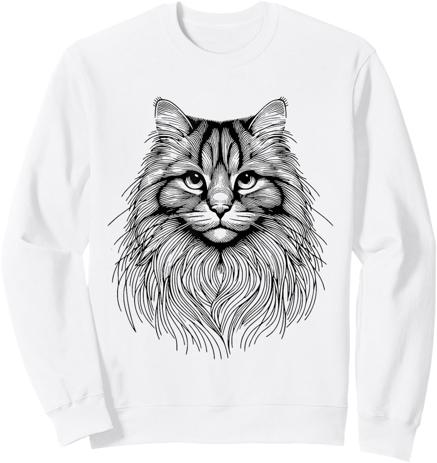 Cat Fingerprint - Siberian Forest Dad Mom Men Women Sweatshirt - Sweatshirt | White