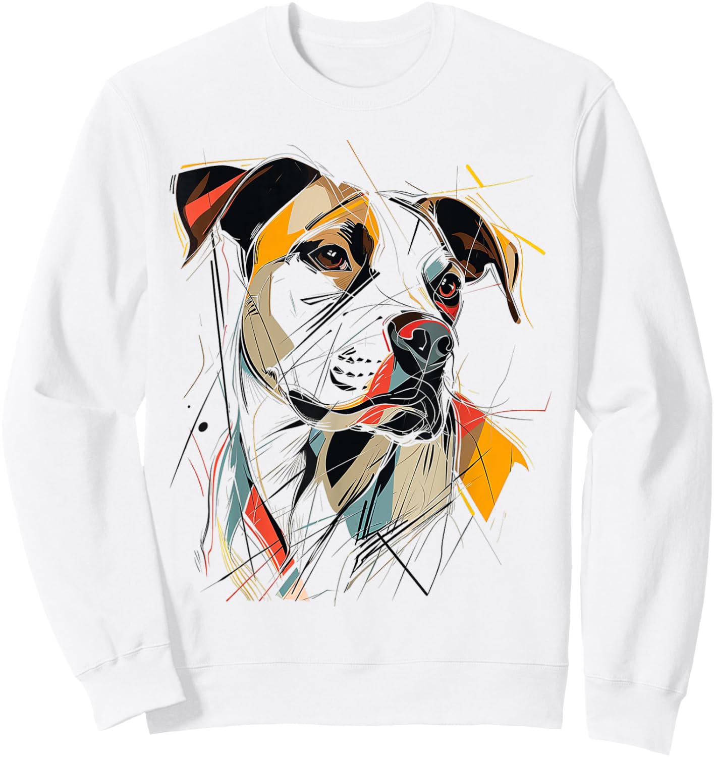 Pitbull Abstract Pet Drawing Illustration Animal Pitbull Sweatshirt - Sweatshirt | White