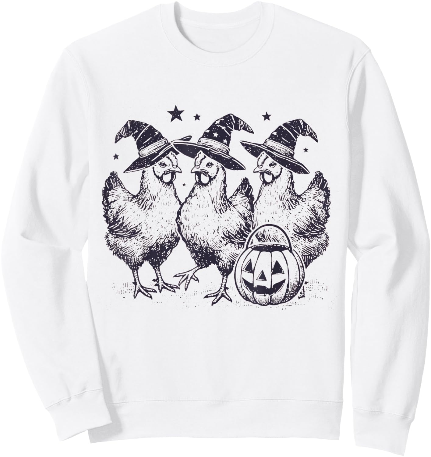 Funny Chicken Halloween Costume Spooky Season Chickens Witch Sweatshirt - Sweatshirt | White