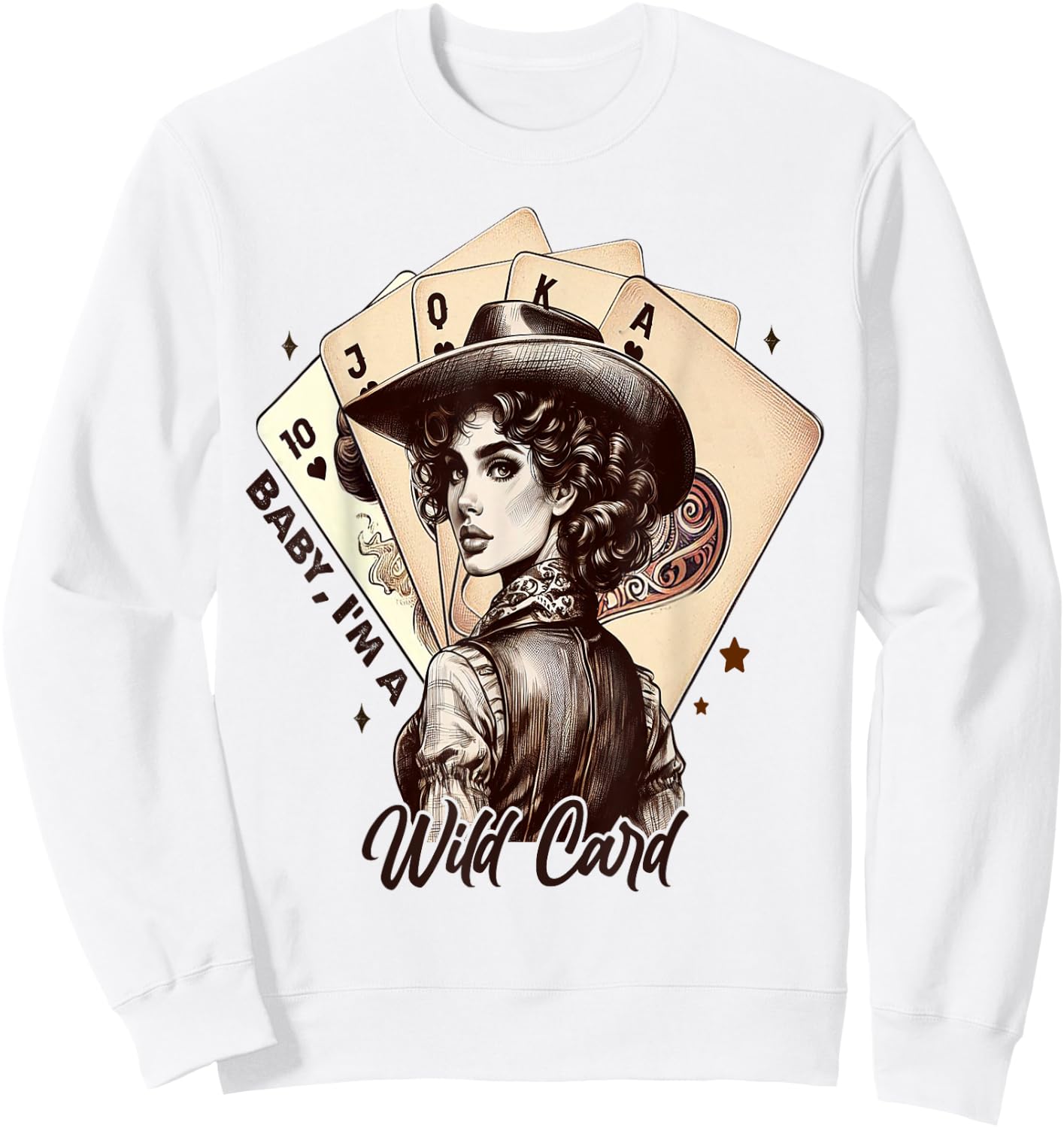 Cowgirl Poker Cards Wild Card Retro Southern Cowgirl Women Sweatshirt - Sweatshirt | White