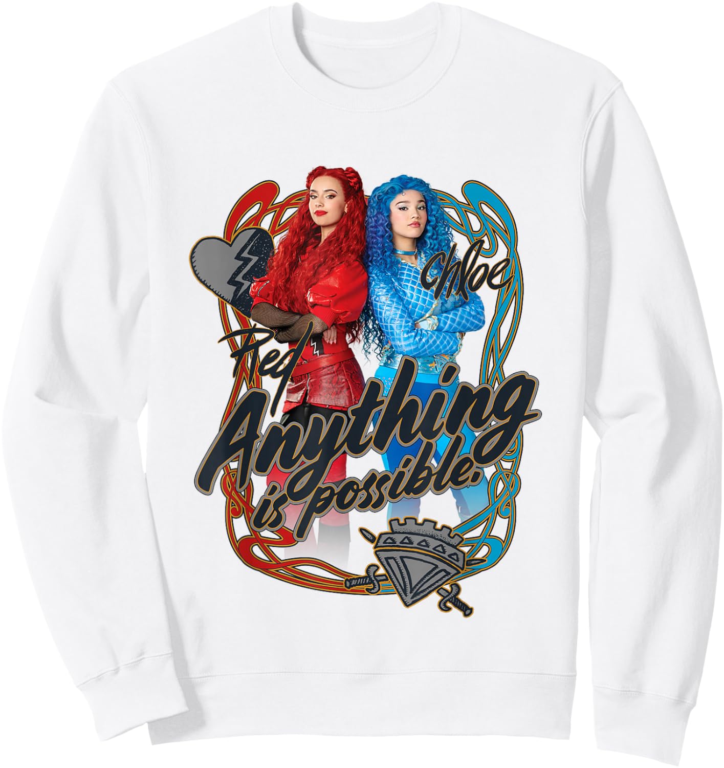 Disney Descendants Red Chloe Anything is Possible Chest Logo Sweatshirt - Sweatshirt | White