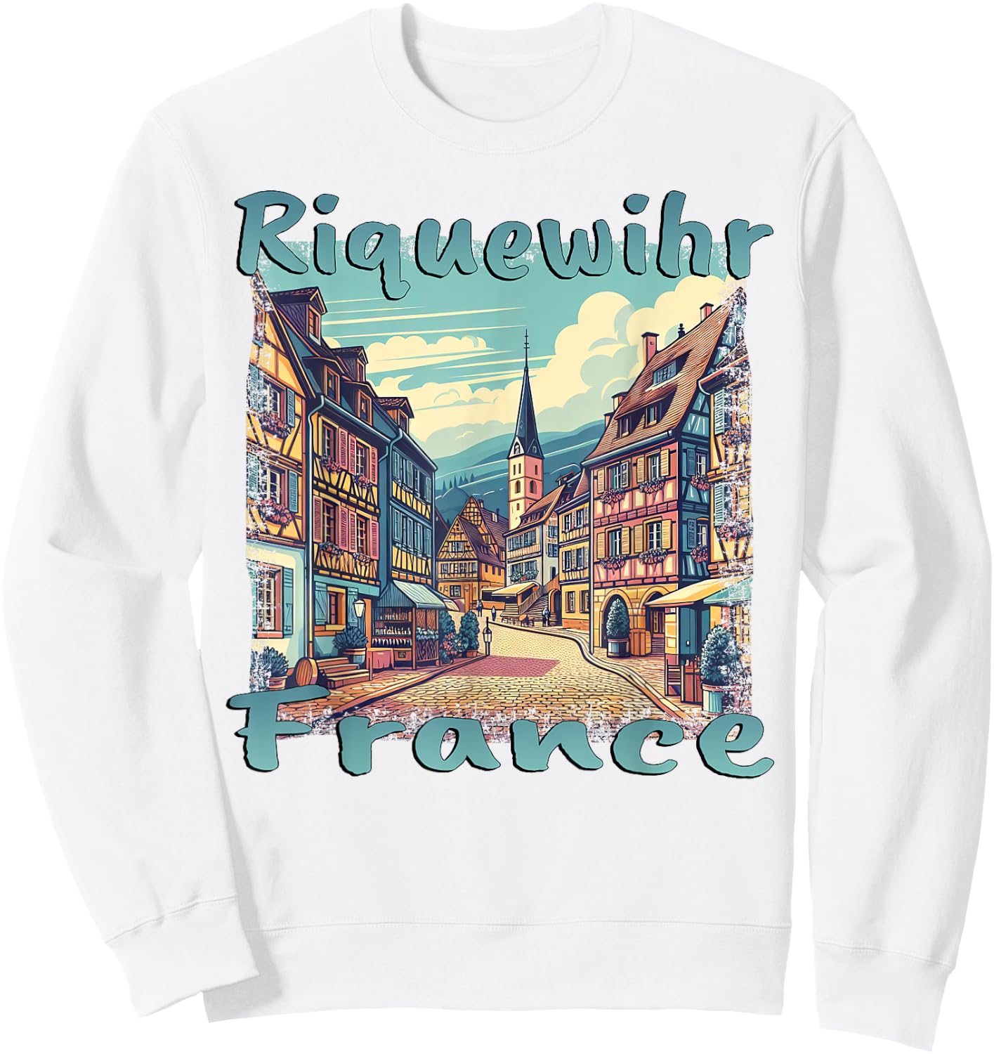 Riquewihr France Holiday Design Town Sweatshirt - Sweatshirt | White