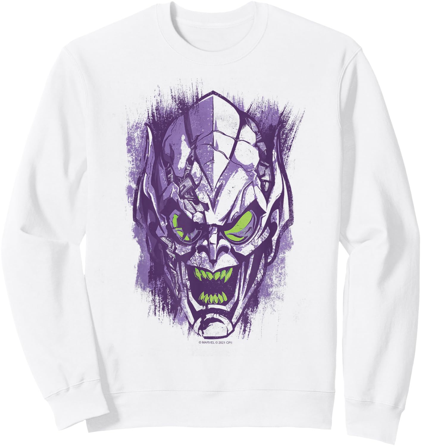 Marvel Spider-Man: No Way Home Green Goblin Face Green Sweatshirt - Sweatshirt | White